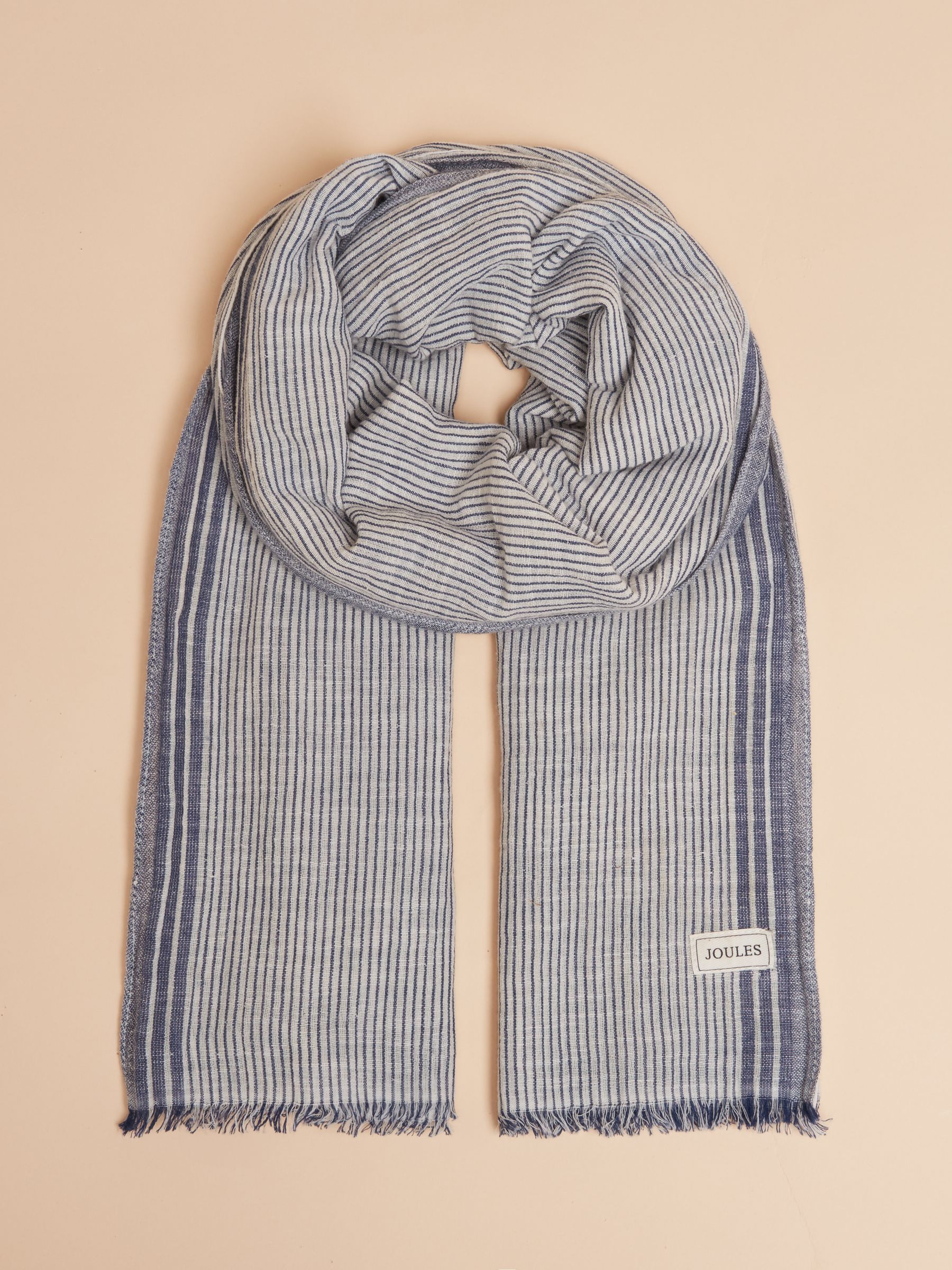 Orla Cream/Navy Lightweight Cotton Scarf - Image 4 of 6