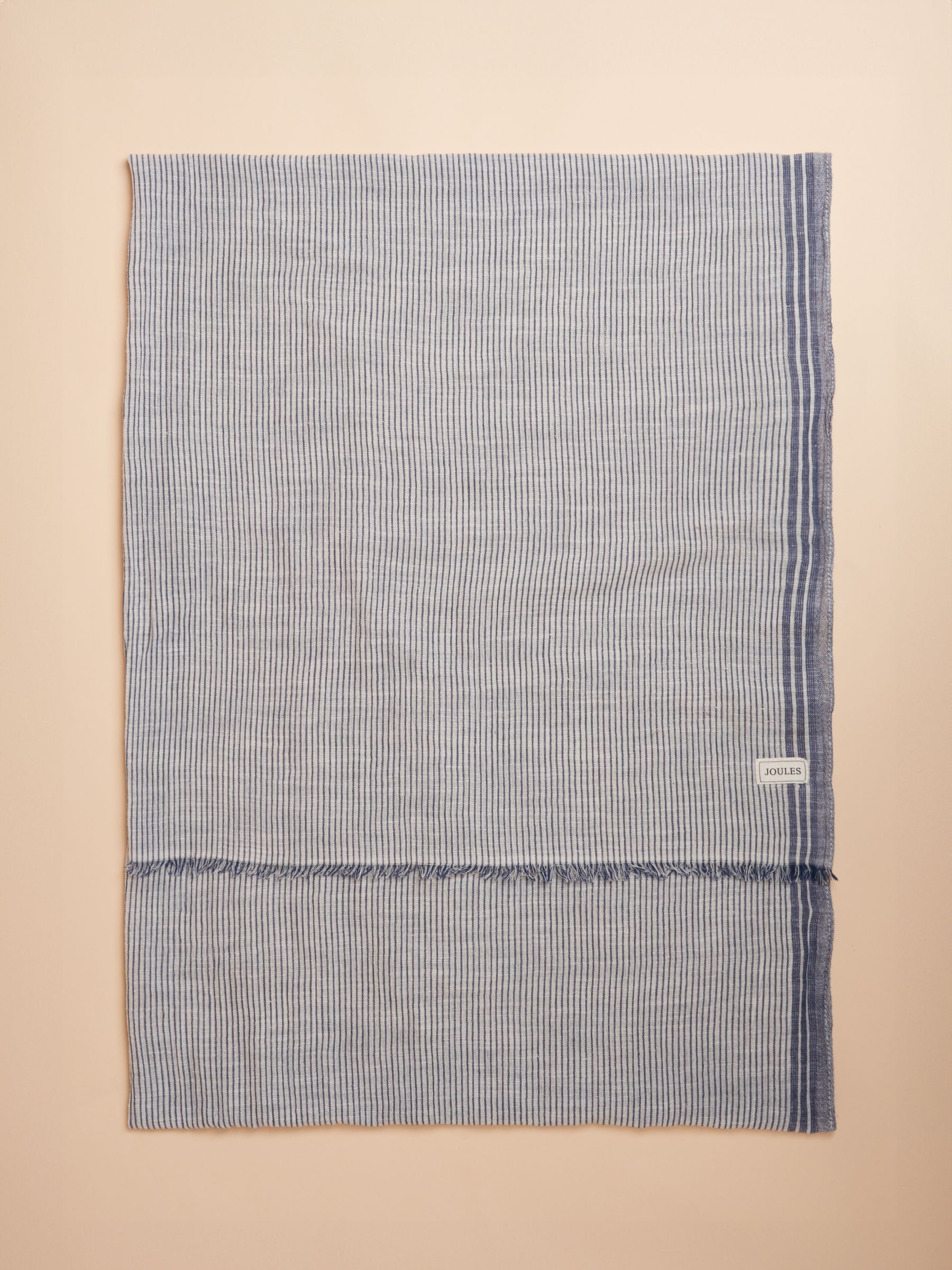 Orla Cream/Navy Lightweight Cotton Scarf - Image 5 of 6