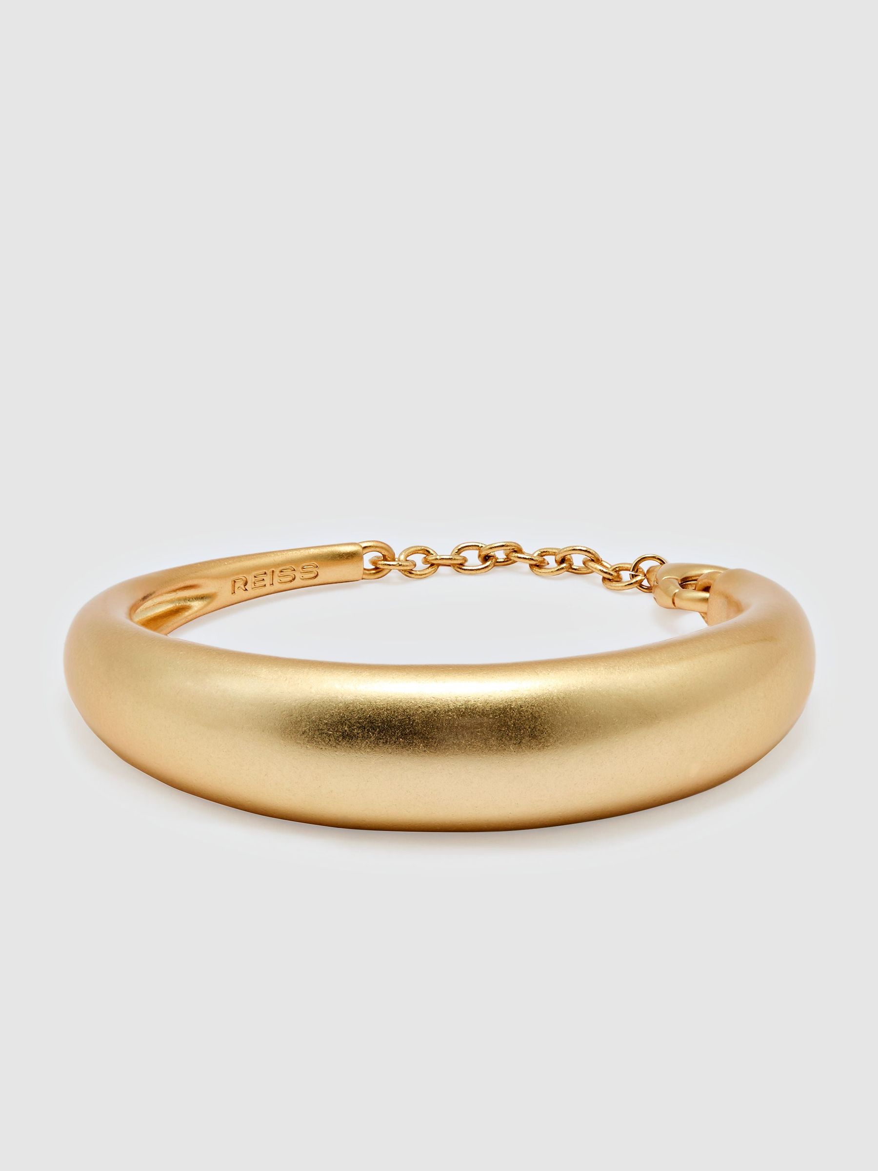 Smooth Curve Chain-Back Bangle in Gold Tone - Image 1 of 2