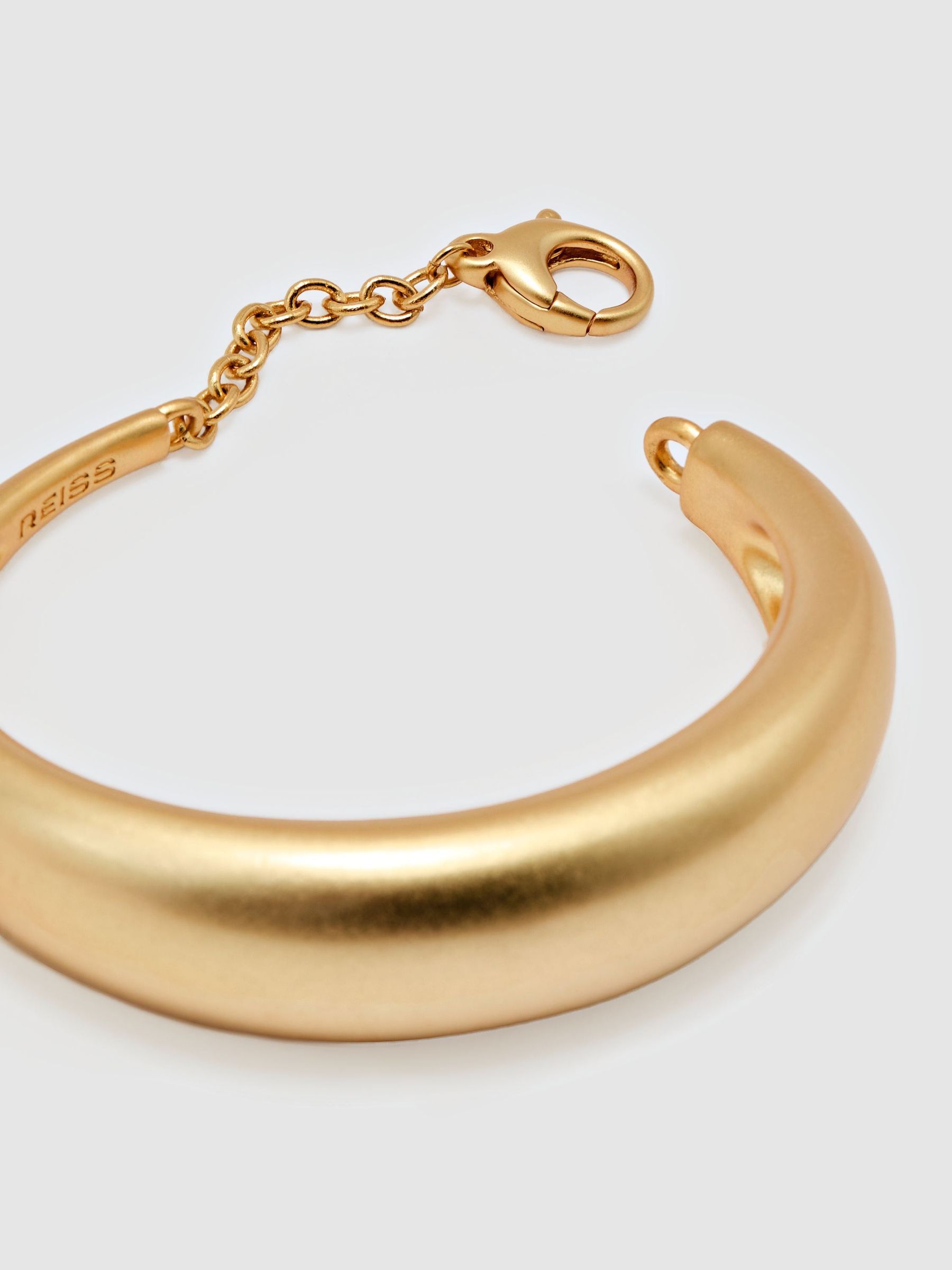 Smooth Curve Chain-Back Bangle in Gold Tone - Image 2 of 2