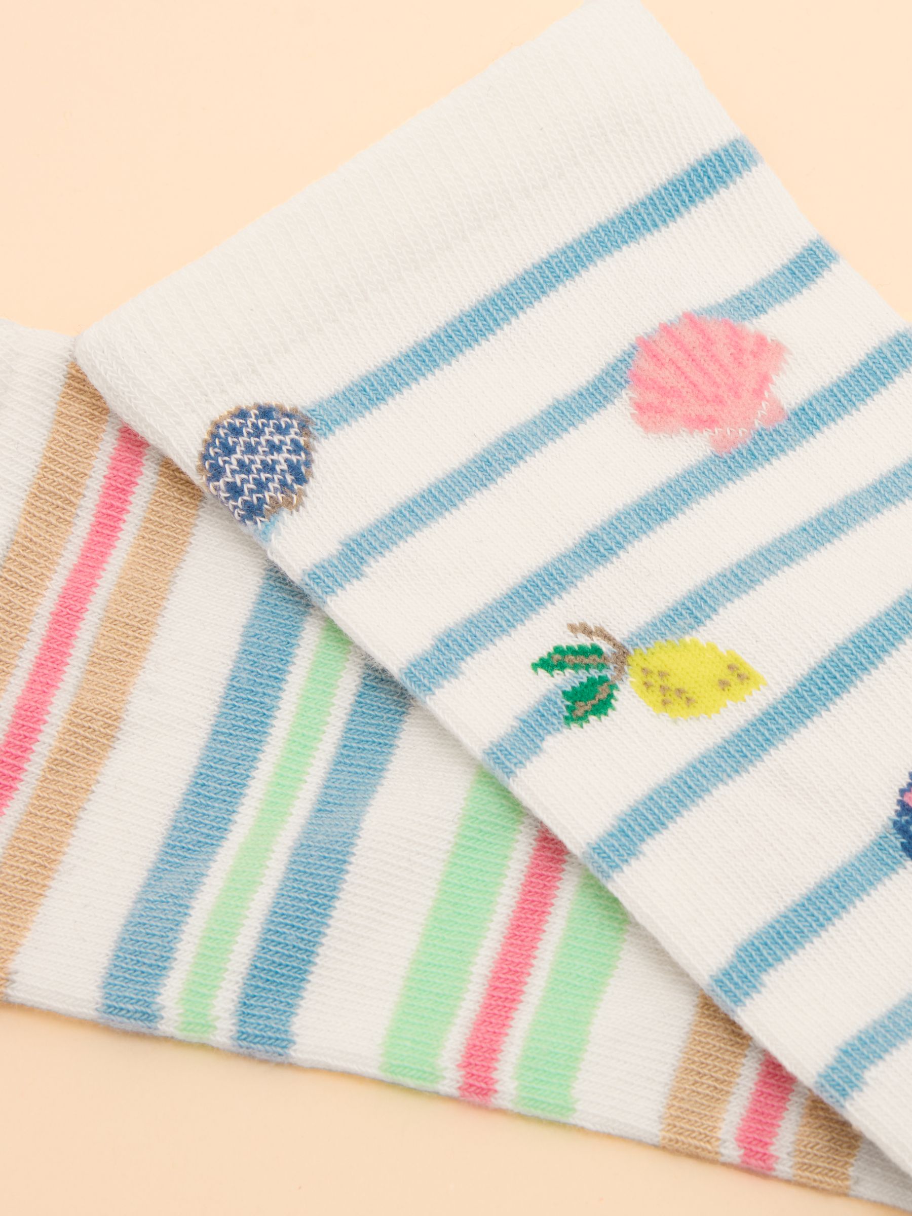 Women's Everyday Cream/Blue 2 Pack Socks (size 4-8) - Image 2 of 3