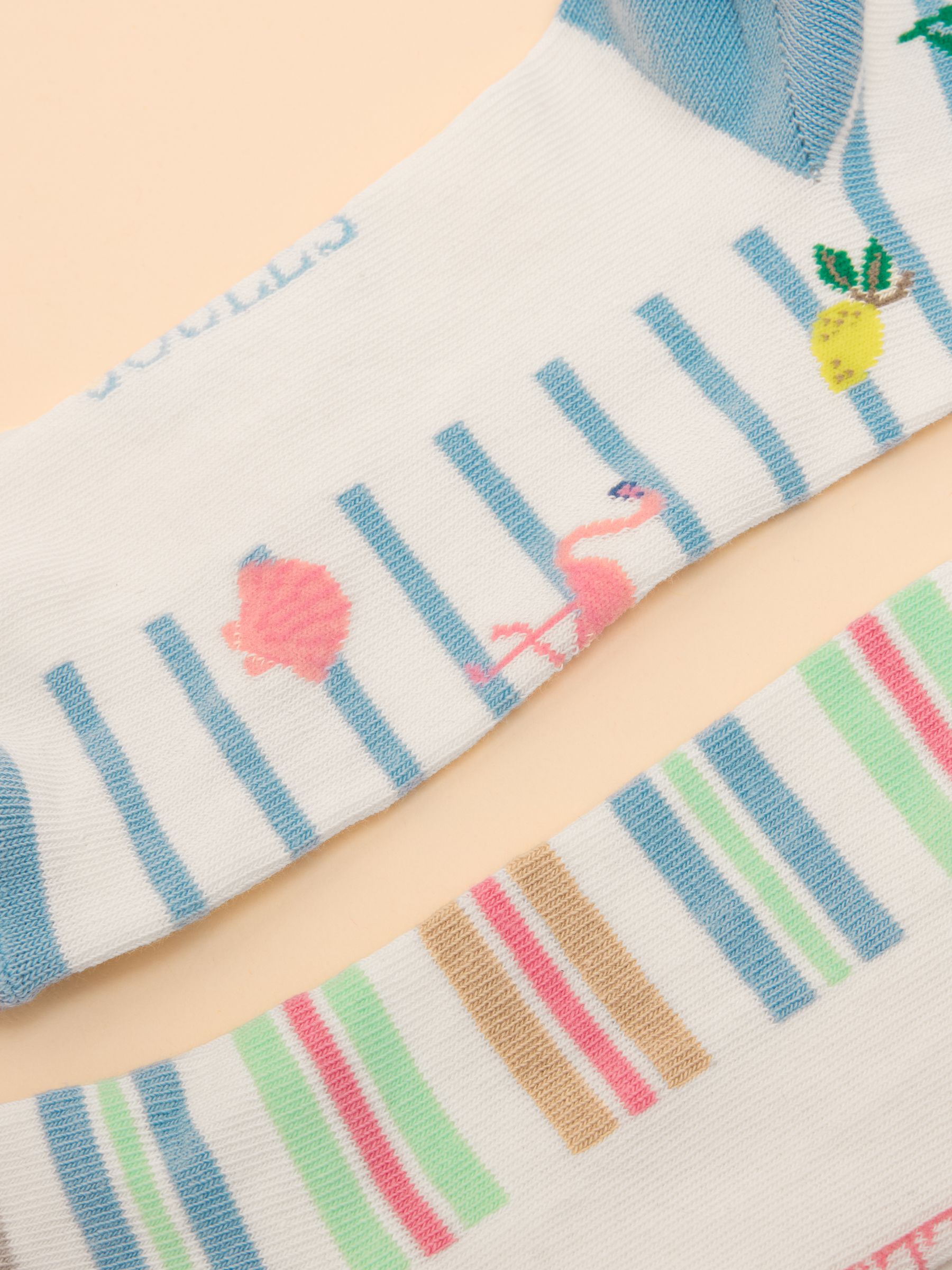 Women's Everyday Cream/Blue 2 Pack Socks (size 4-8) - Image 3 of 3