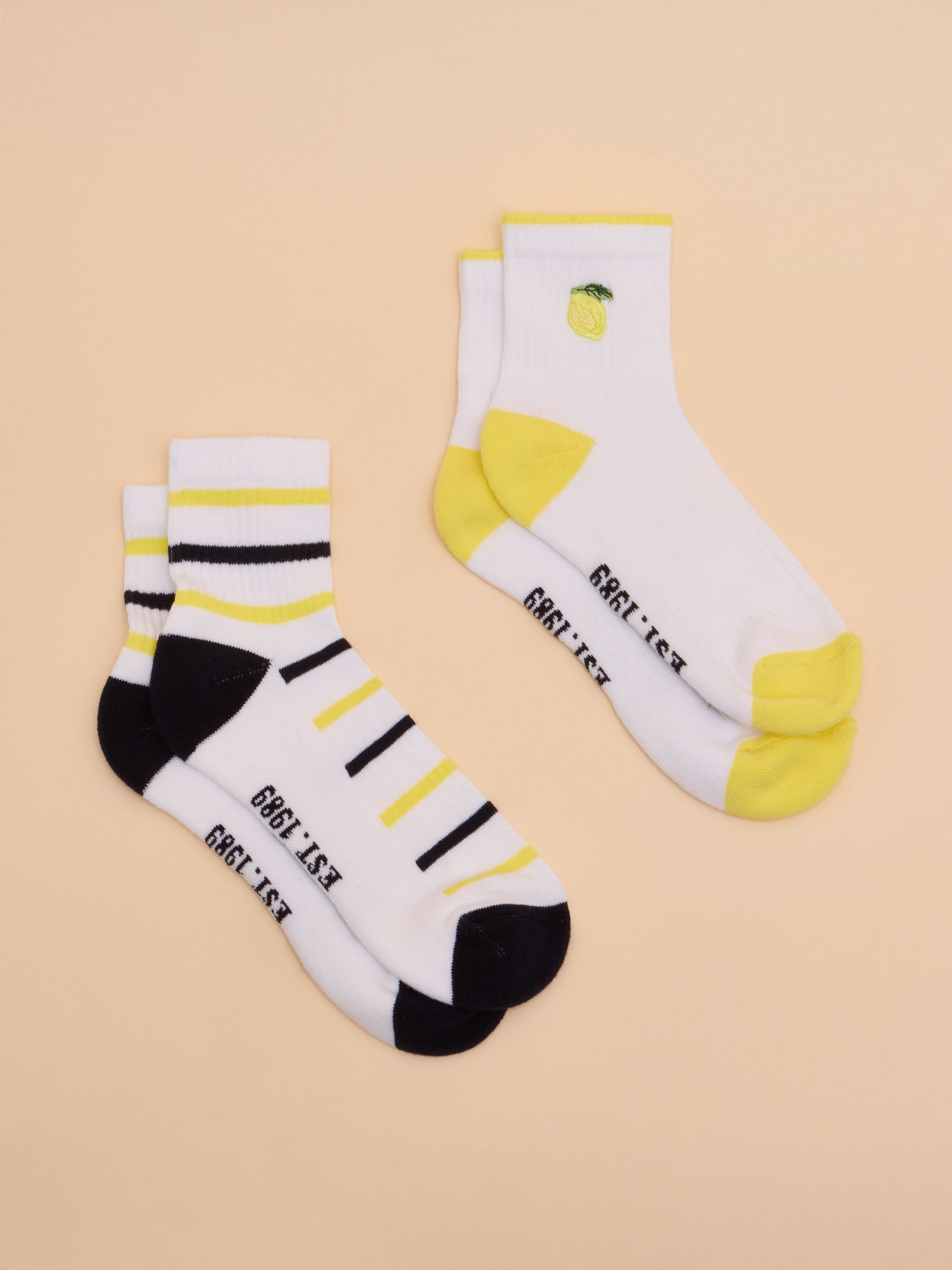 Women's Volley Cream / Yellow Pack of Two Tennis Socks - Image 1 of 3