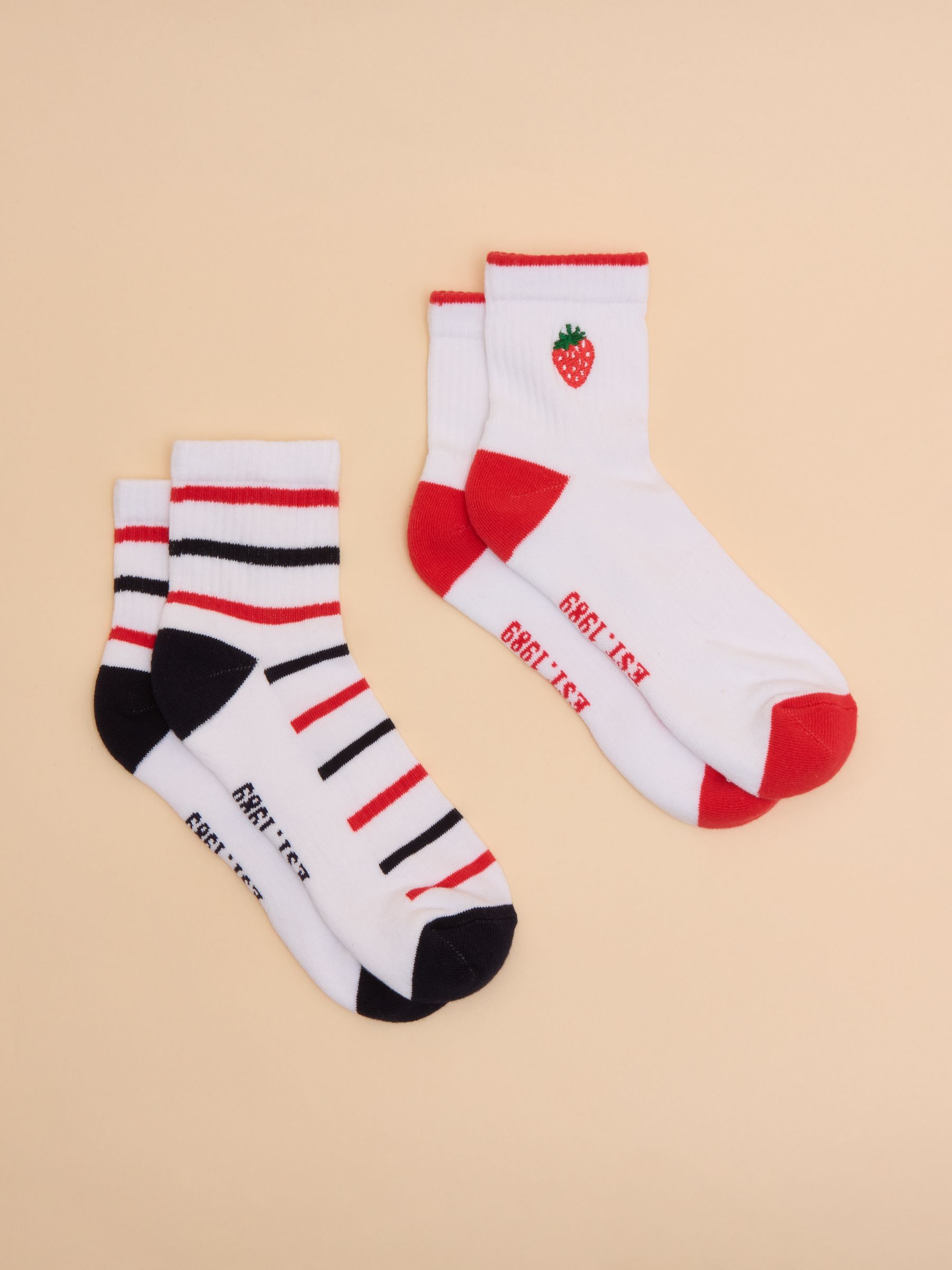 Women's Volley Cream/Red Pack of Two Tennis Socks - Image 1 of 3