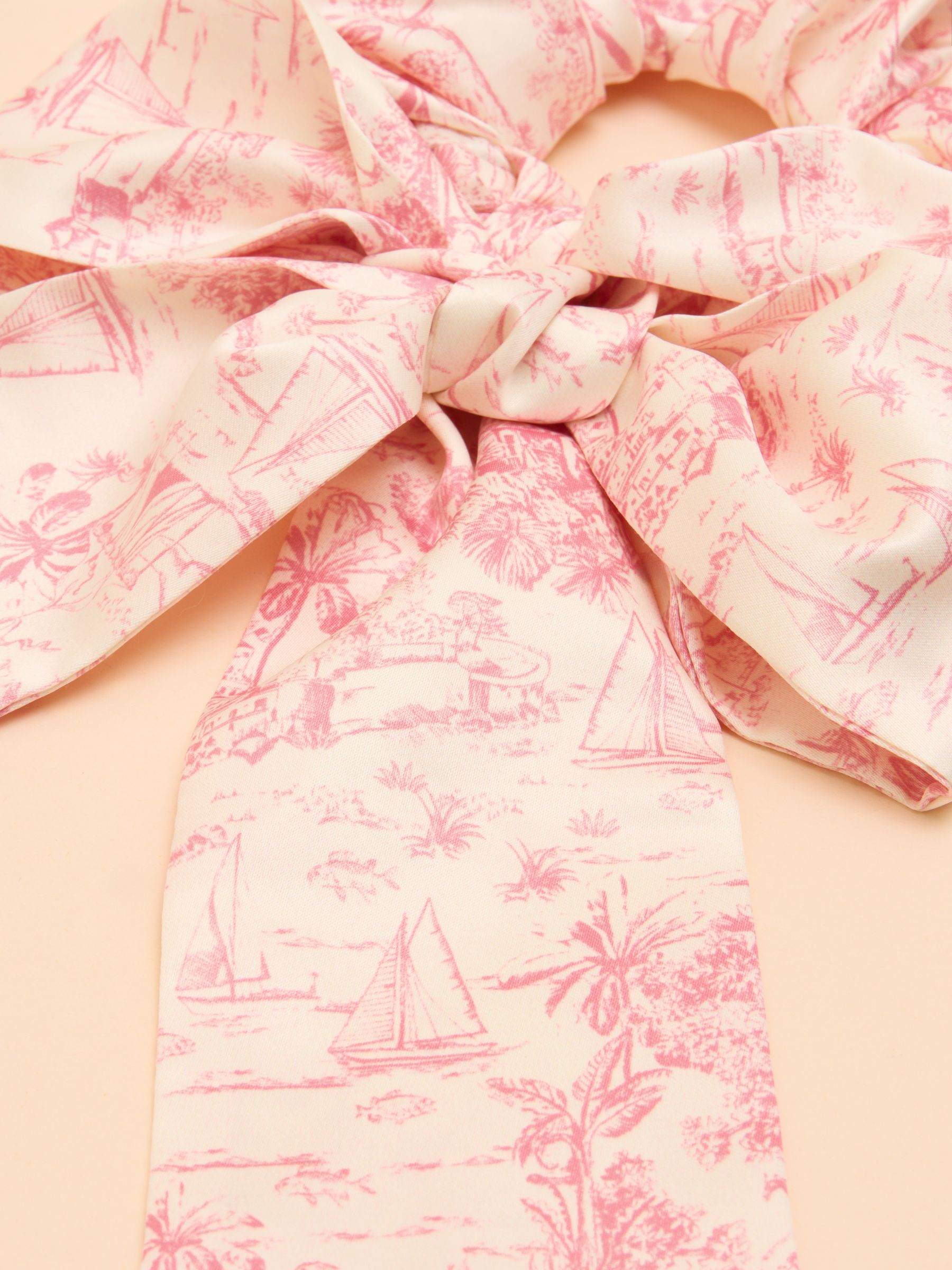 Elissia Pink/White Toile de Jouy Scarf Scrunchie - Image 3 of 3