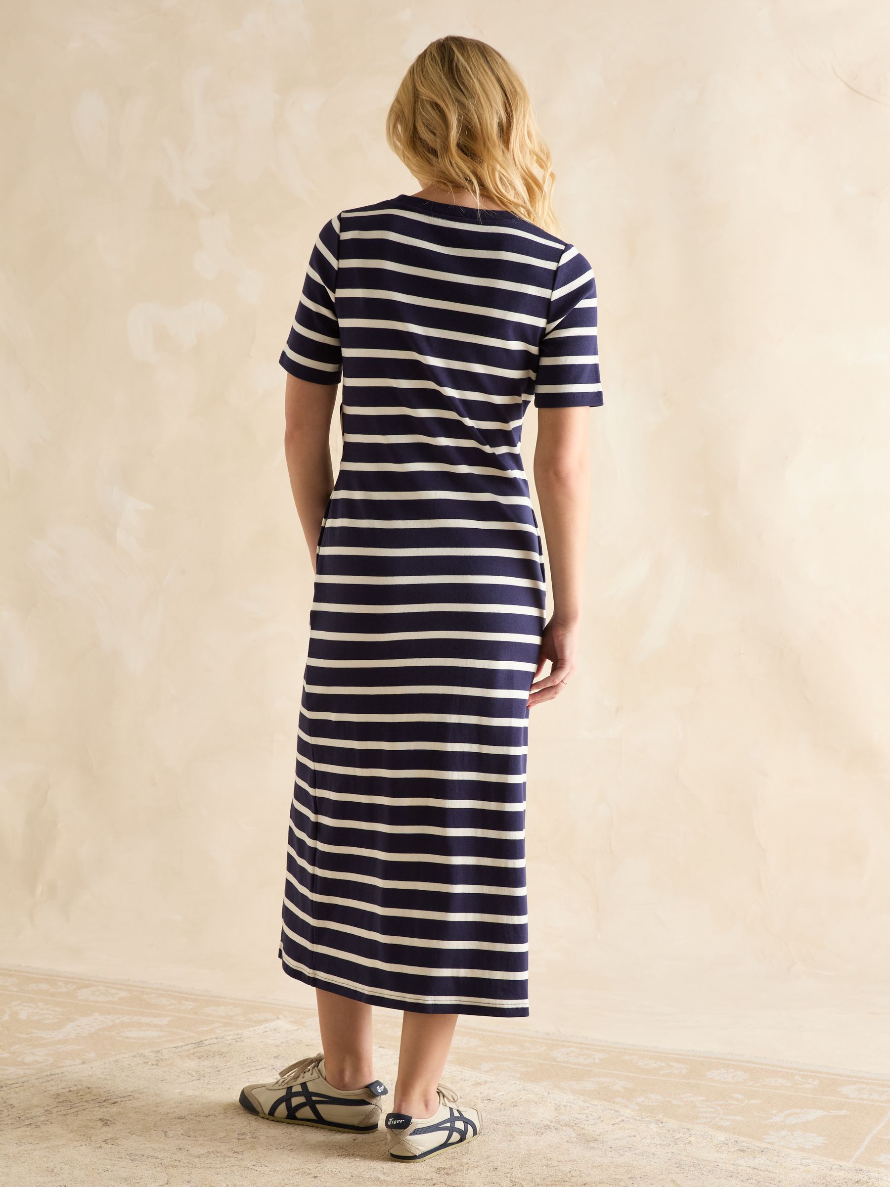 Annabelle Navy/White Twist Jersey T-Shirt Dress - Image 2 of 6