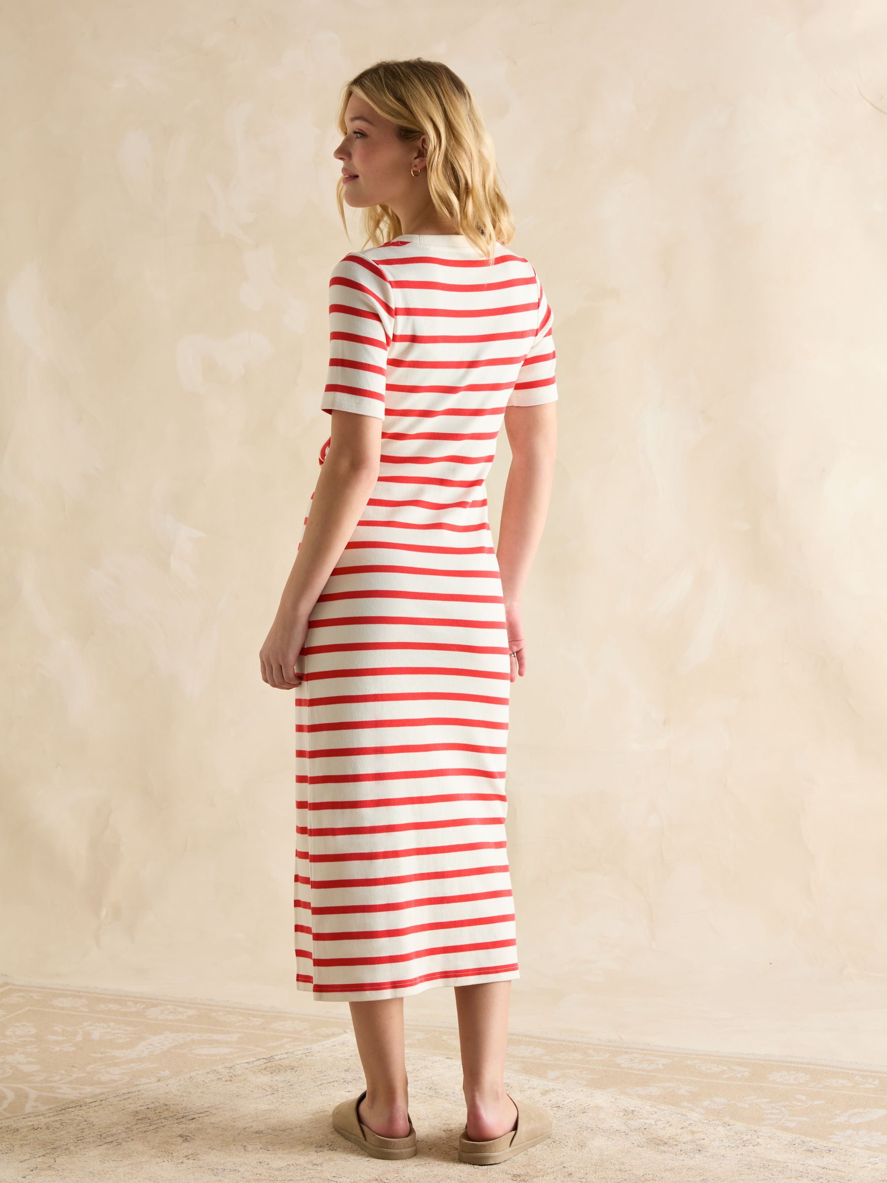 Annabelle Red/White Twist Jersey T-Shirt Dress - Image 2 of 9