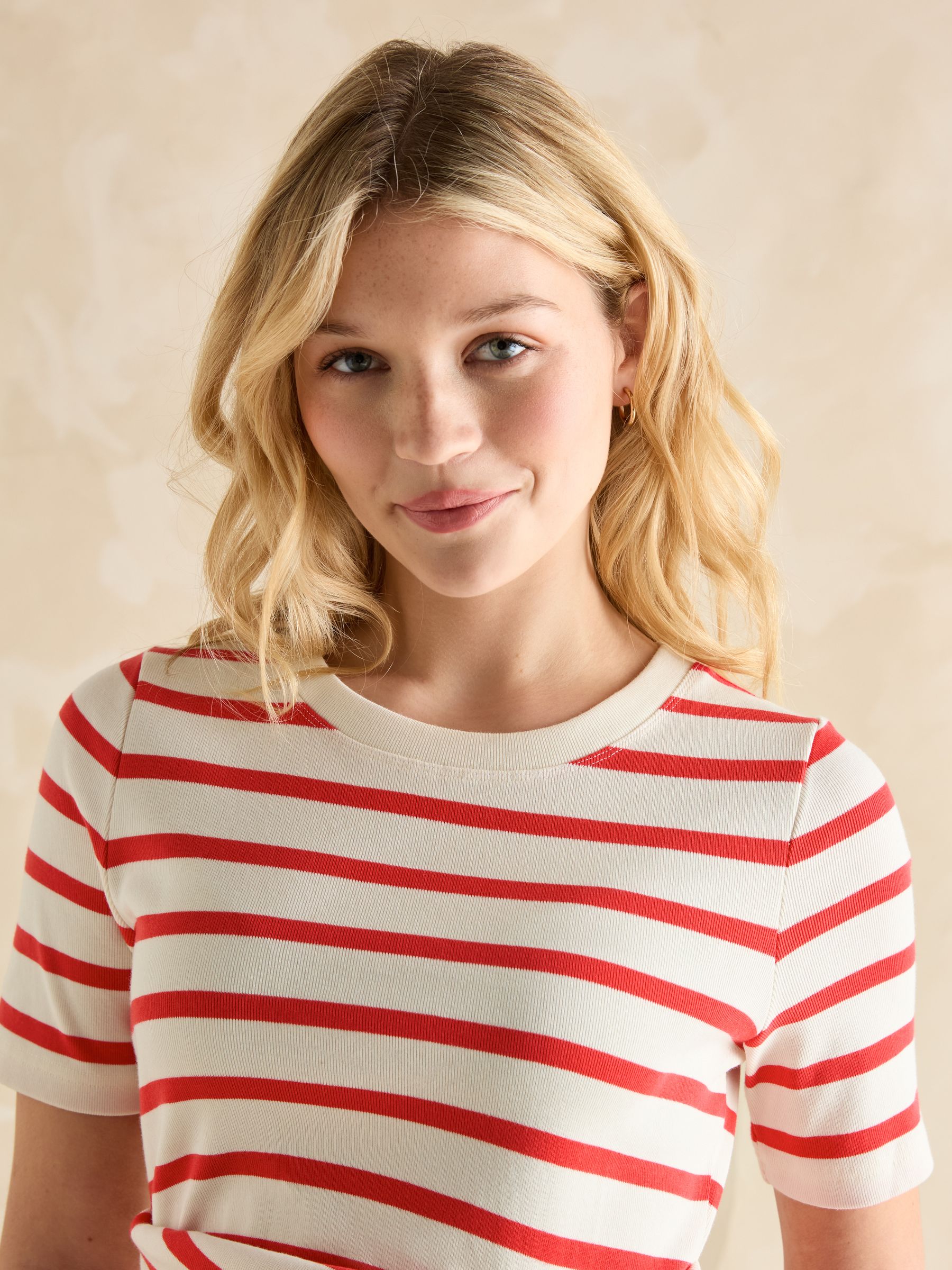 Annabelle Red/White Twist Jersey T-Shirt Dress | Joules