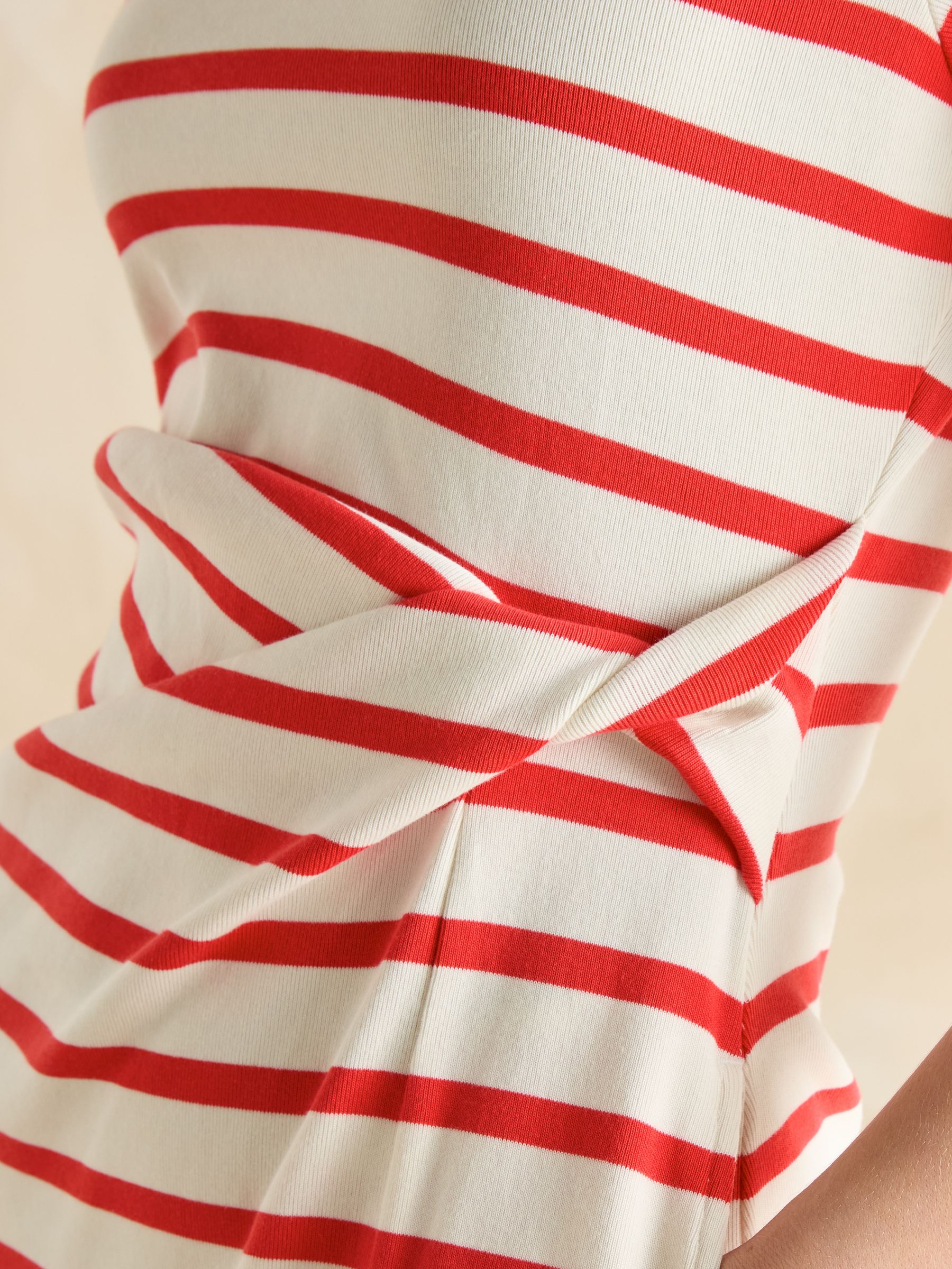 Annabelle Red/White Twist Jersey T-Shirt Dress - Image 8 of 9