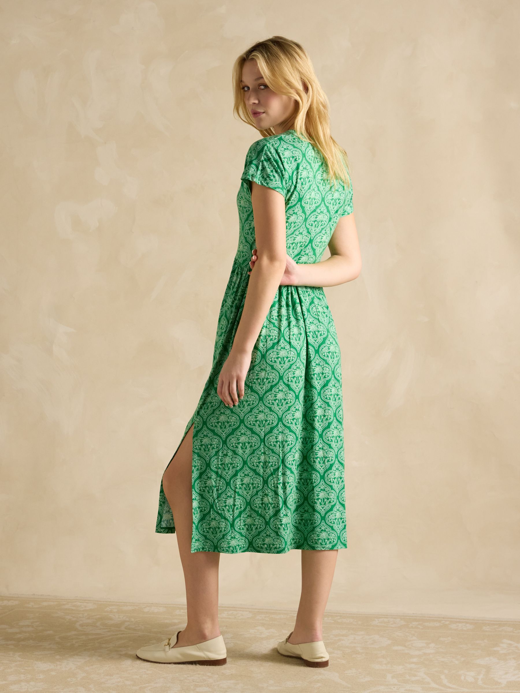 Nia Green V-Neck Dress - Image 2 of 7