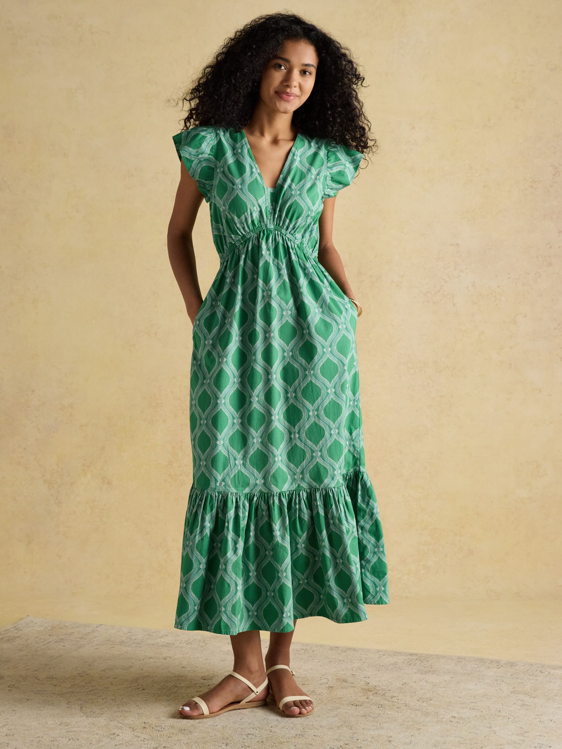 Winnie Green Frill Shoulder Dress - Image 3 of 9