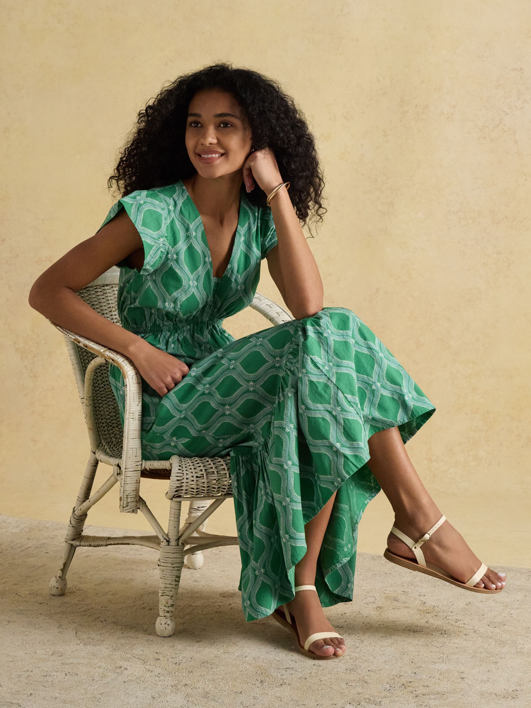 Winnie Green Frill Shoulder Dress - Image 8 of 9