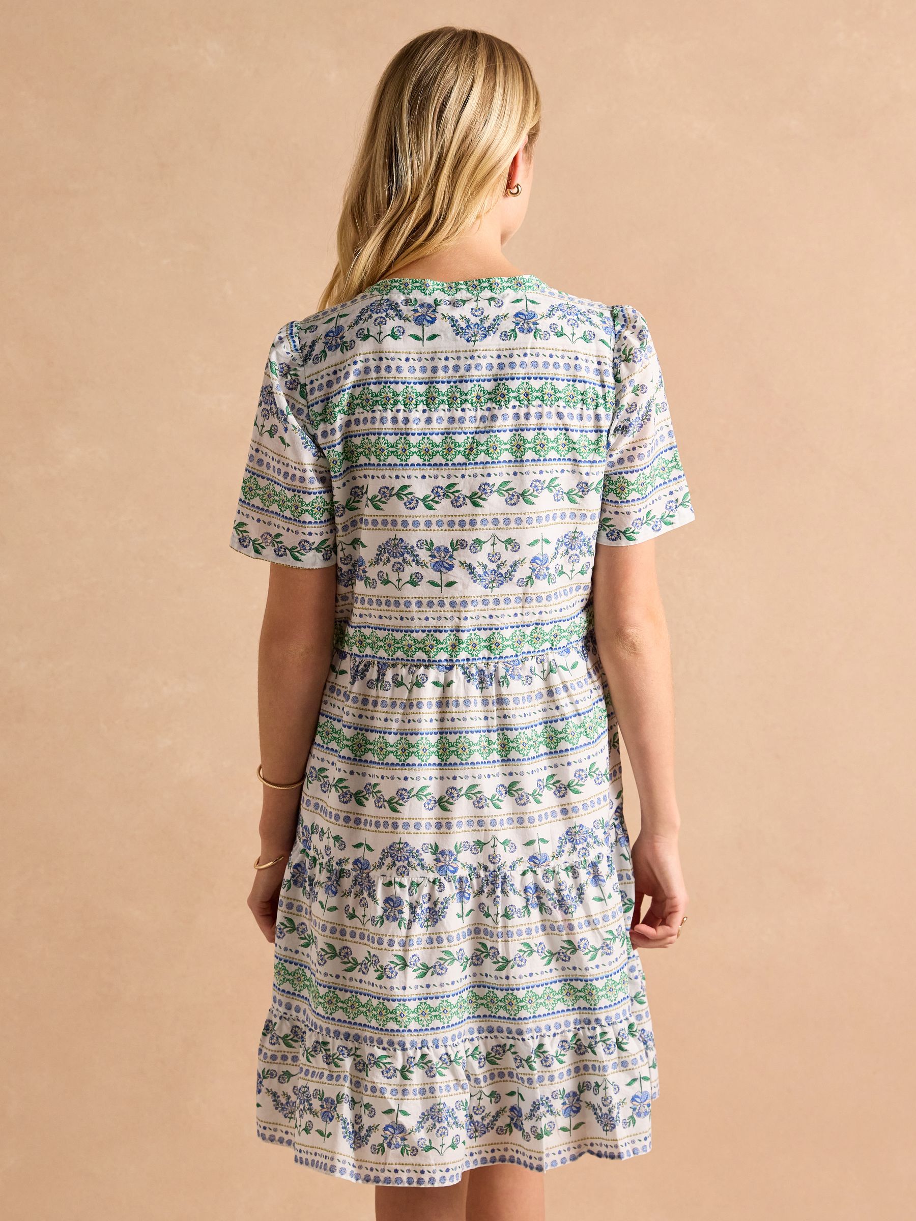 Ariella Blue Cotton Tiered Dress - Image 2 of 7