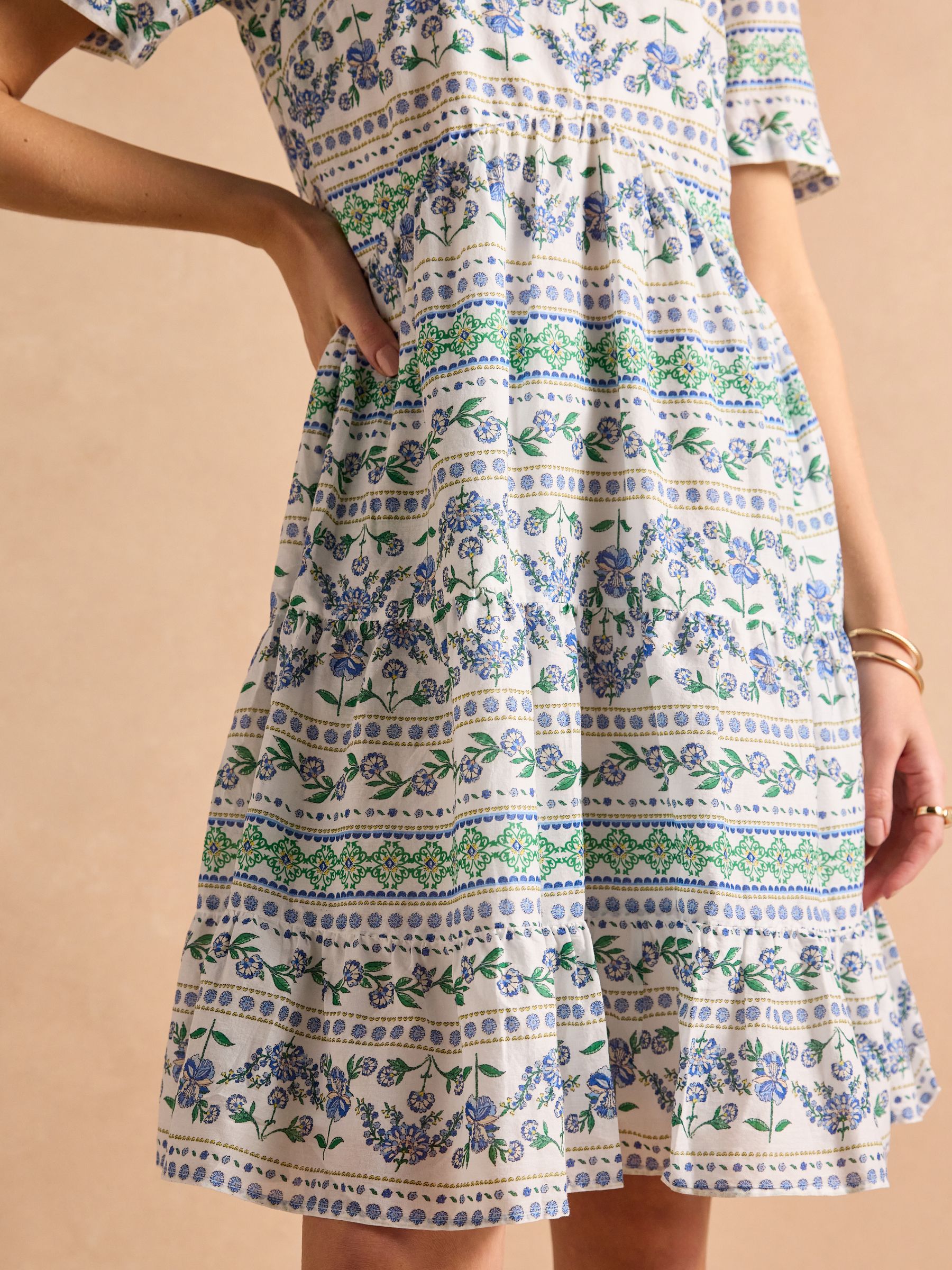Ariella Blue Cotton Tiered Dress - Image 5 of 7