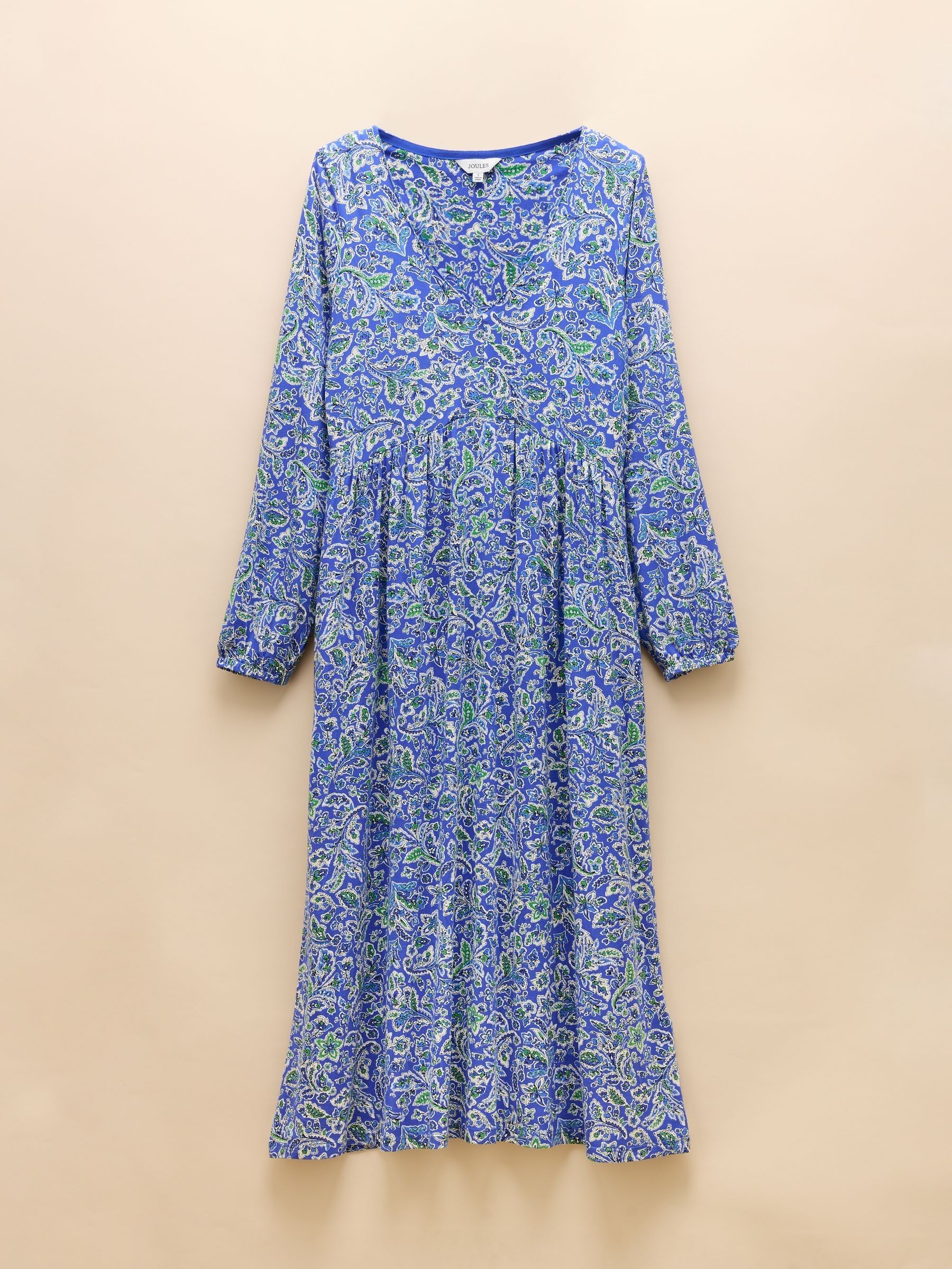 Nia Blue V-Neck Long Sleeve Midaxi Dress - Image 6 of 6
