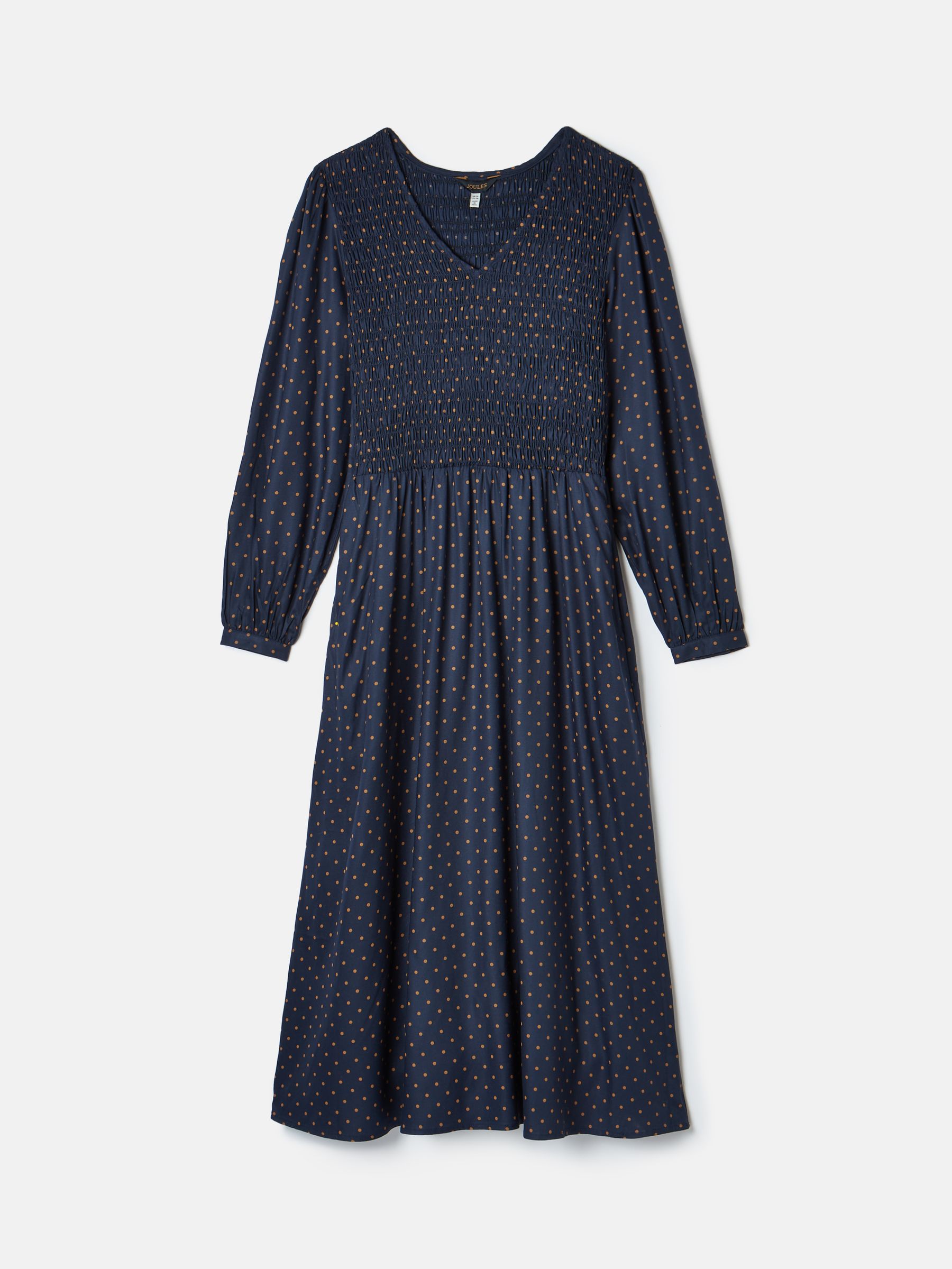 Lilliana Navy Shirred Midi Dress - Image 6 of 6