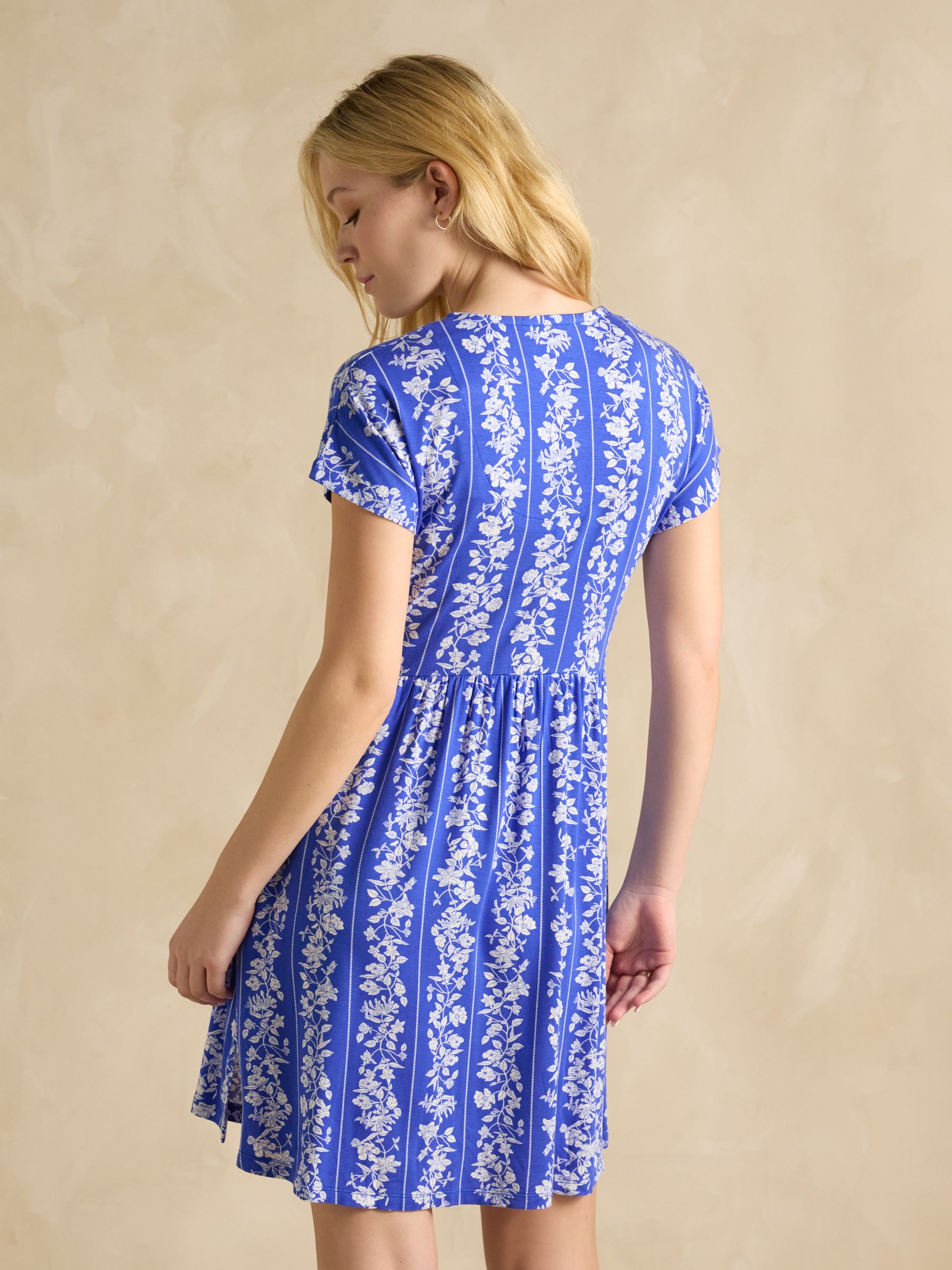 Nia Blue Jersey V-Neck Dress - Image 2 of 7