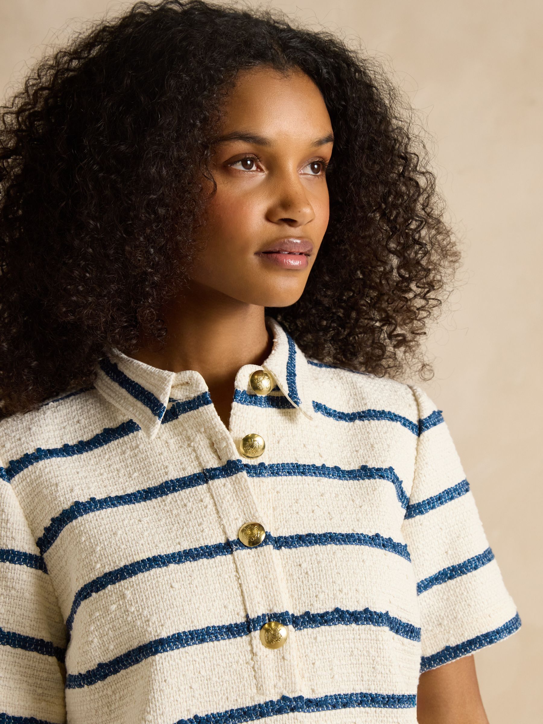 Odette Stripe Boucle Shift Dress - Image 3 of 6