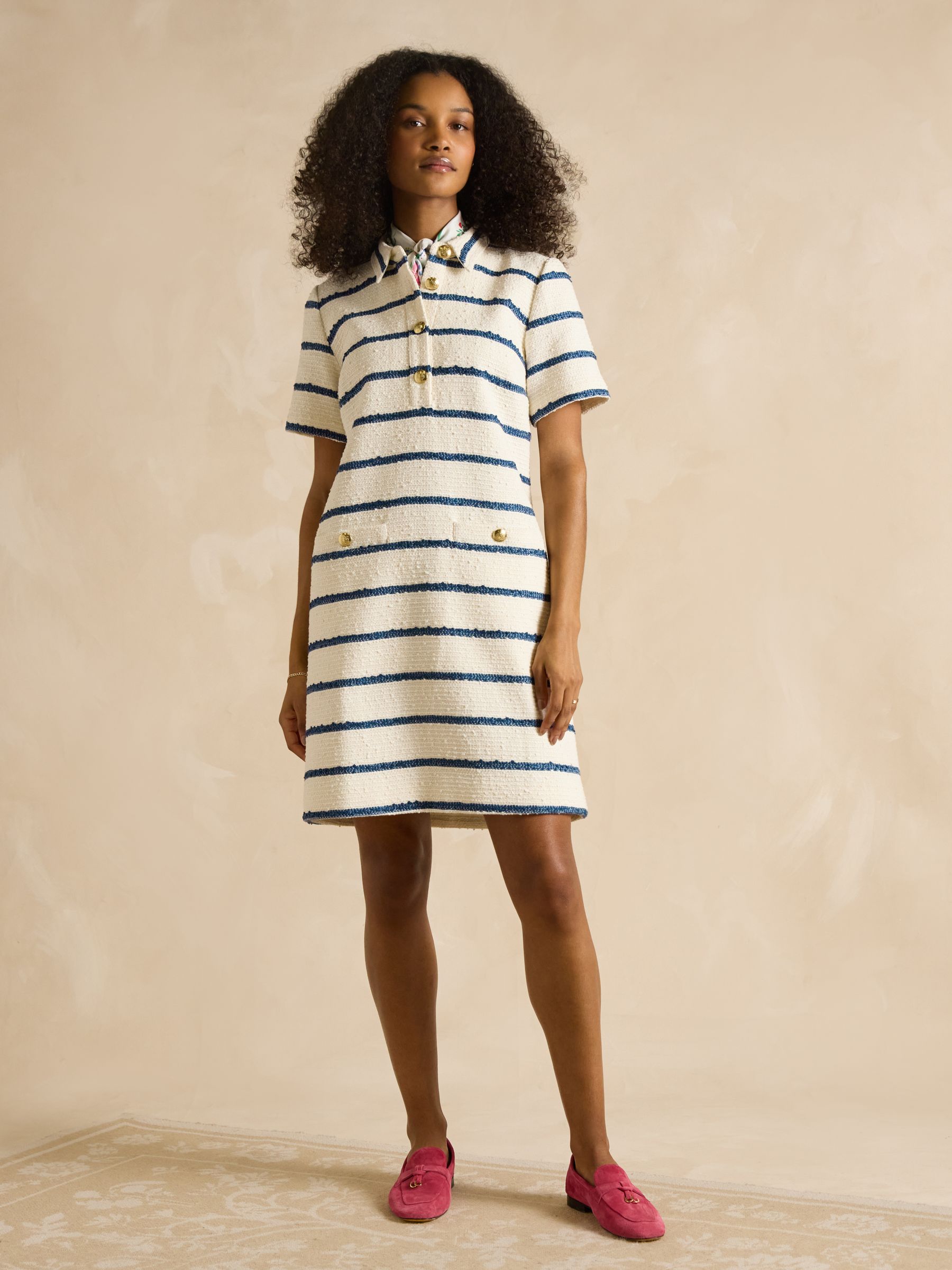 Odette Stripe Boucle Shift Dress - Image 4 of 6