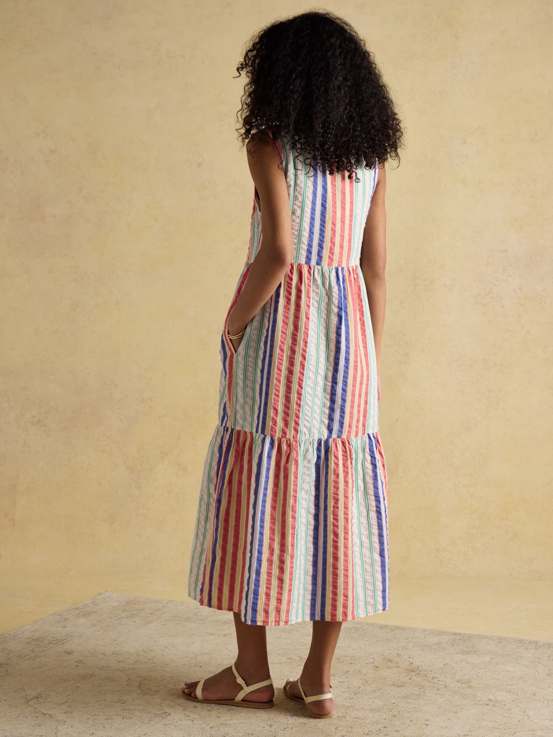 Kiera Red Striped Tiered Summer Dress - Image 2 of 8