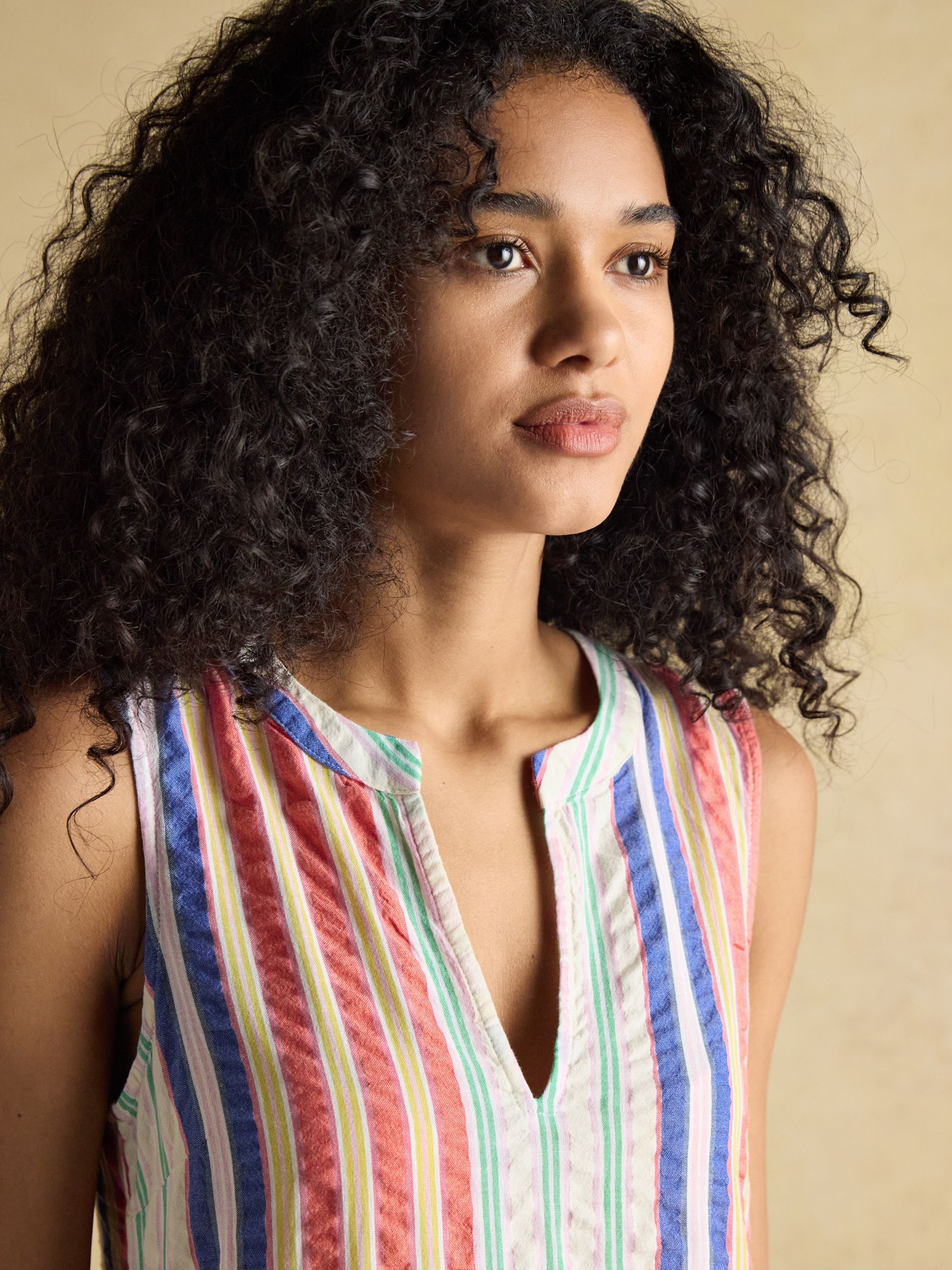 Kiera Red Striped Tiered Summer Dress - Image 4 of 8