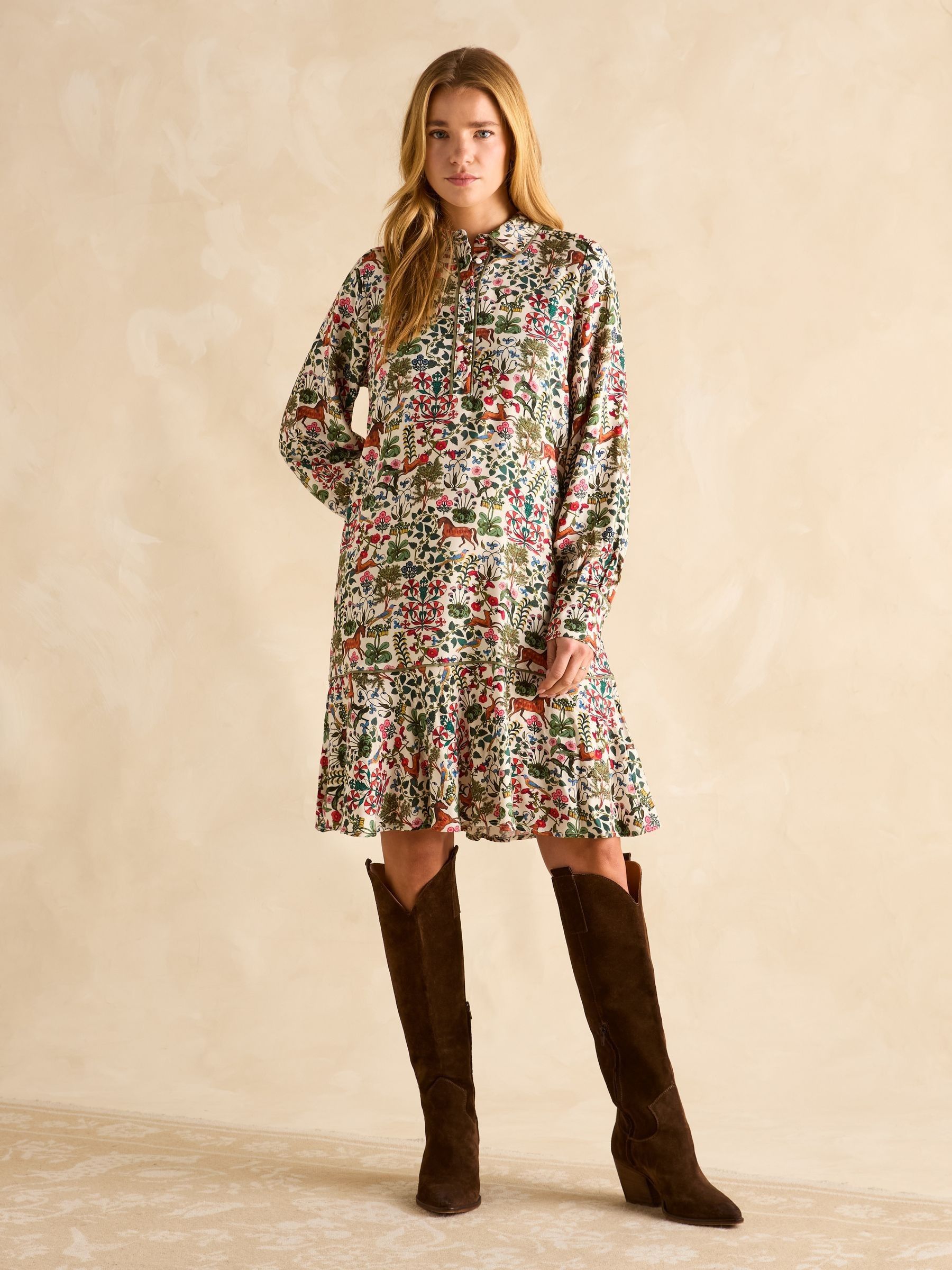 Lydia Multi Long Sleeve Shirt Dress