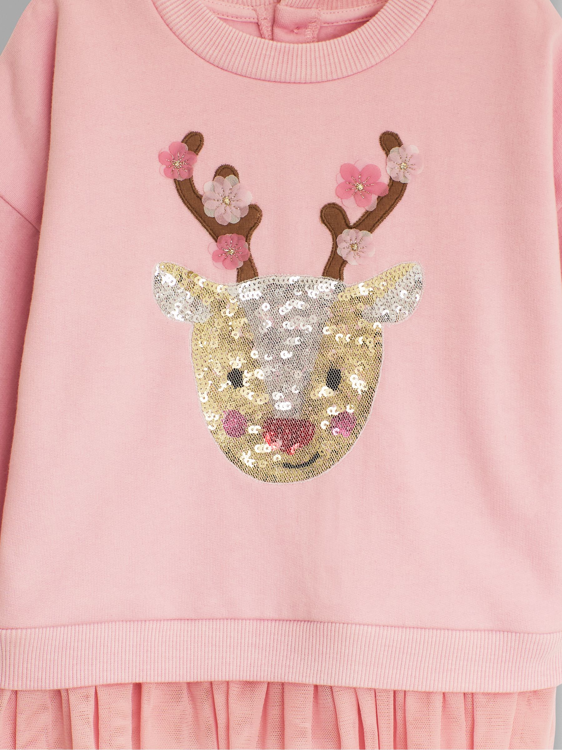Pink Reindeer Sequin Tulle Frill Sweatshirt - Image 3 of 3