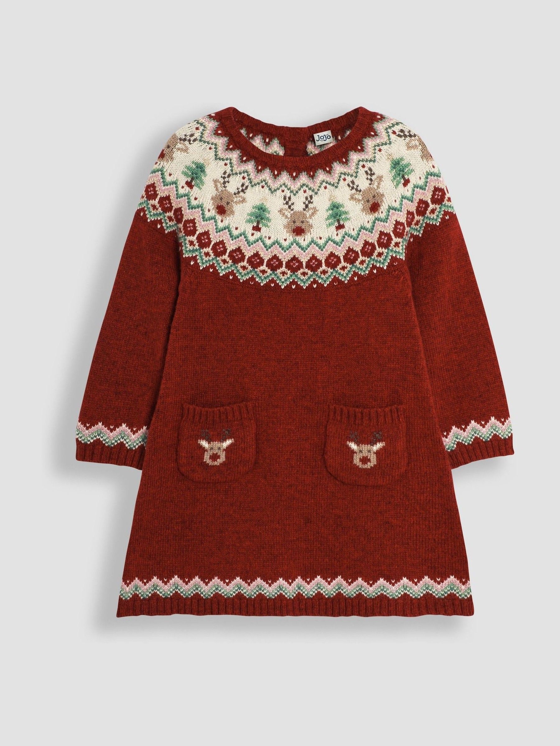 Red Reindeer Christmas Knitted Dress - Image 1 of 4