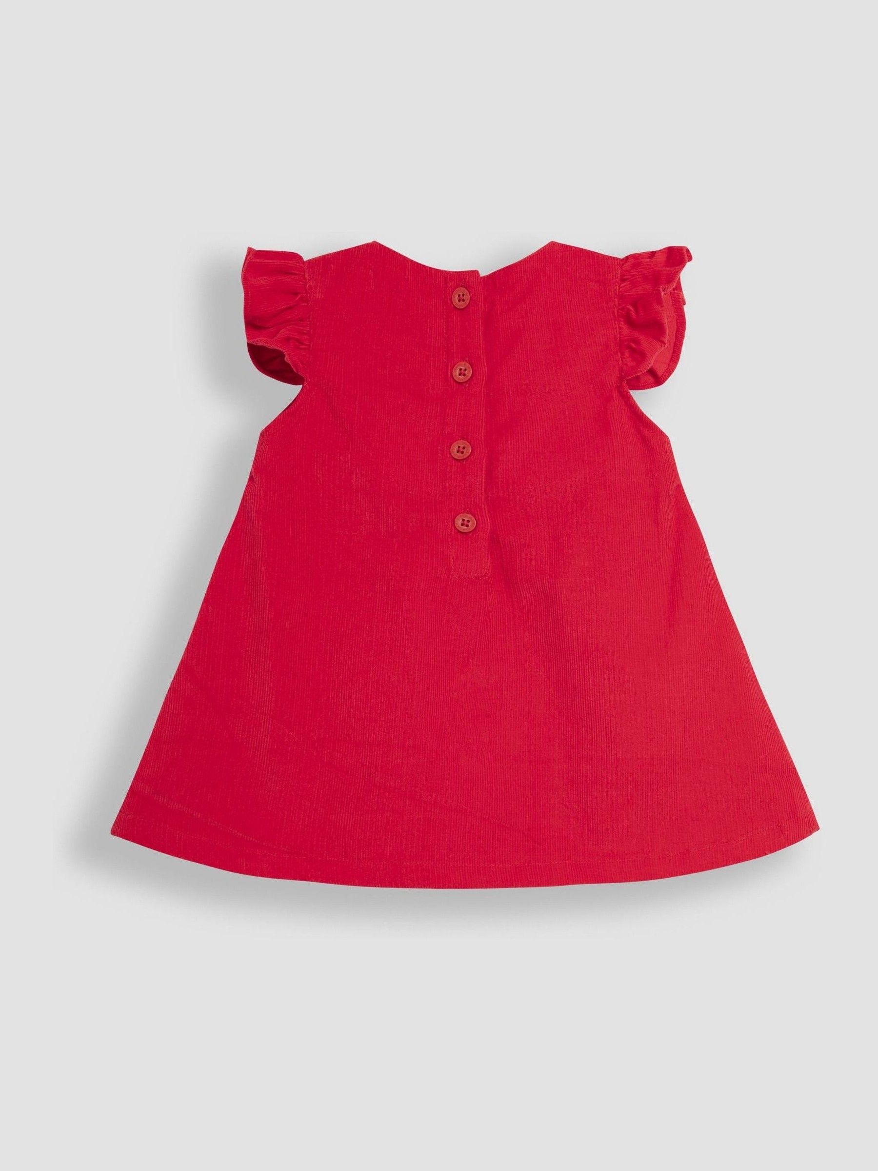 Red Baby Robin Embroidered Cord  Dress and Body Set - Image 3 of 5