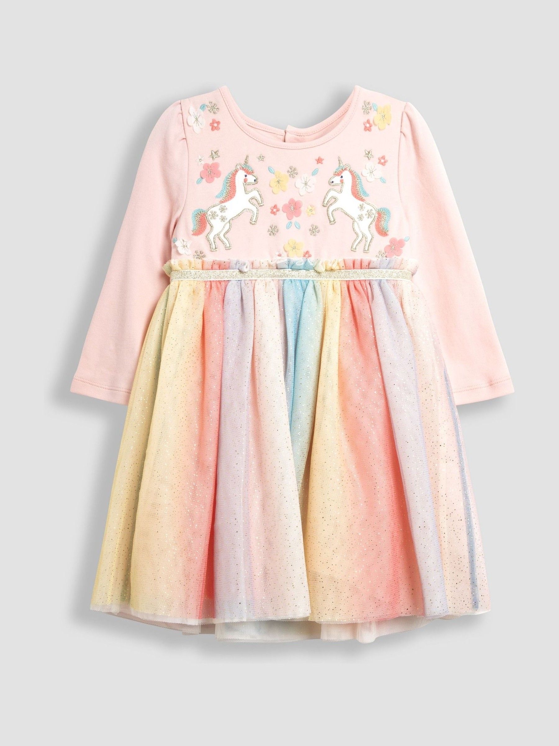 Pink Unicorn Rainbow Tulle Party Dress - Image 1 of 5