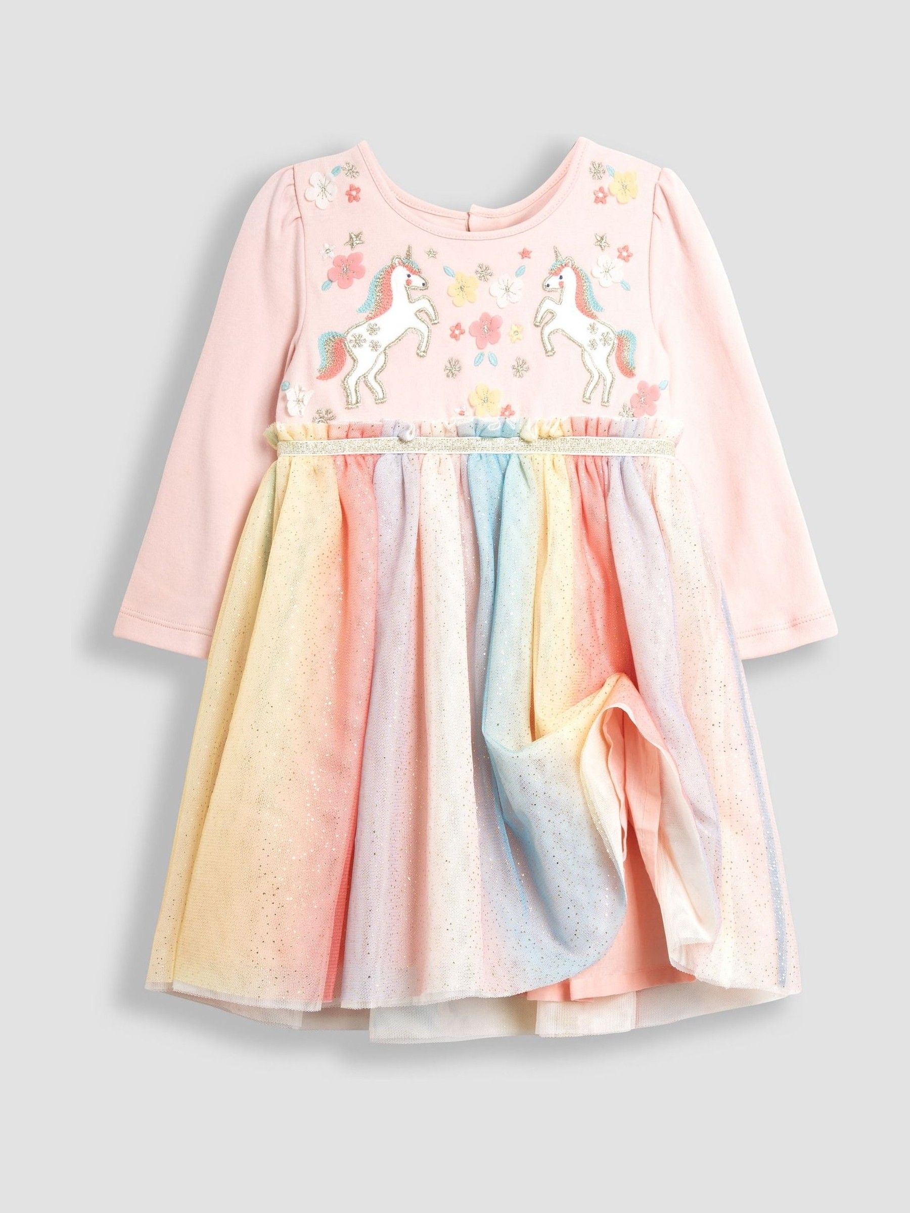 Pink Unicorn Rainbow Tulle Party Dress - Image 2 of 5