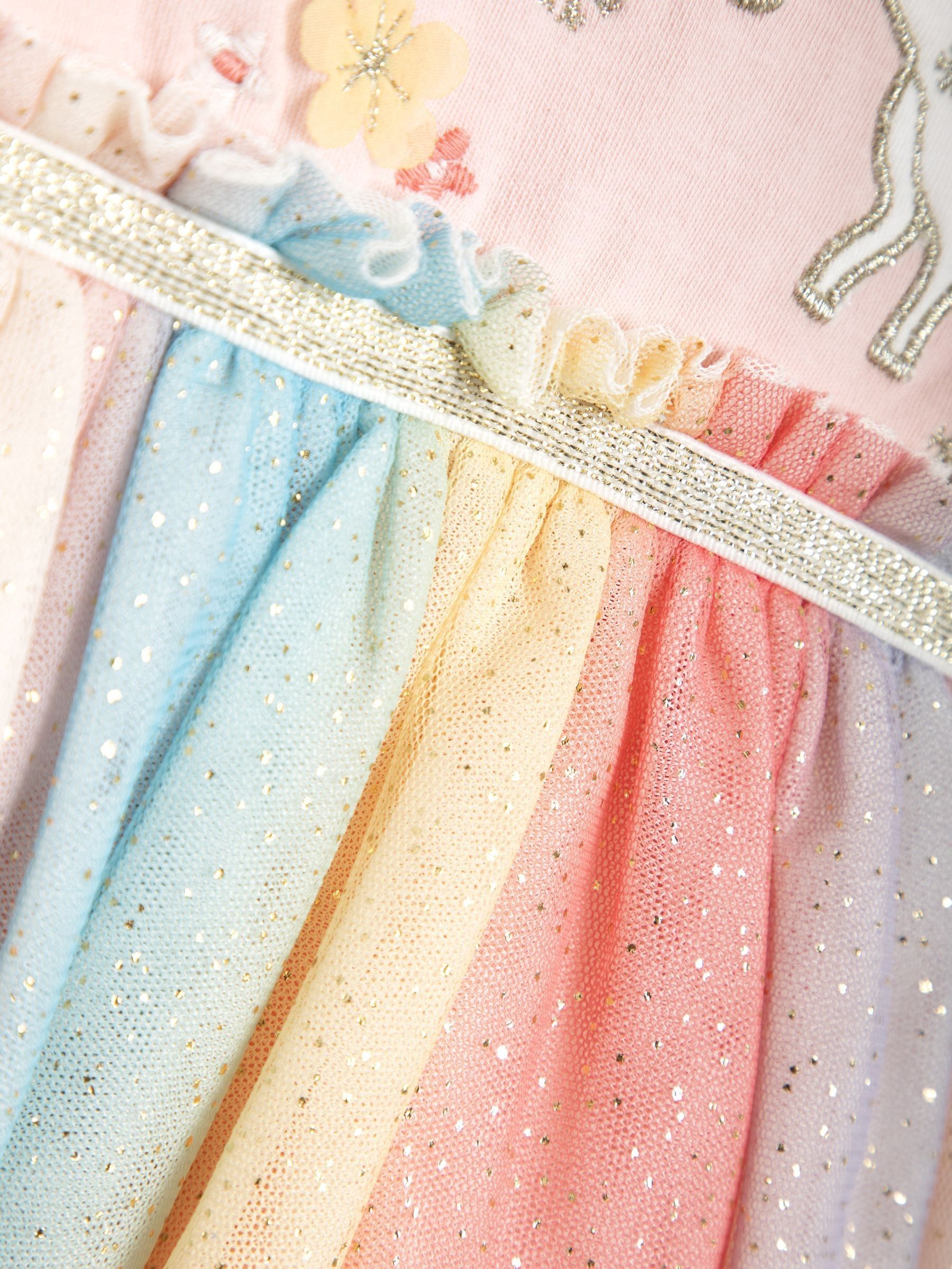 Pink Unicorn Rainbow Tulle Party Dress - Image 5 of 5