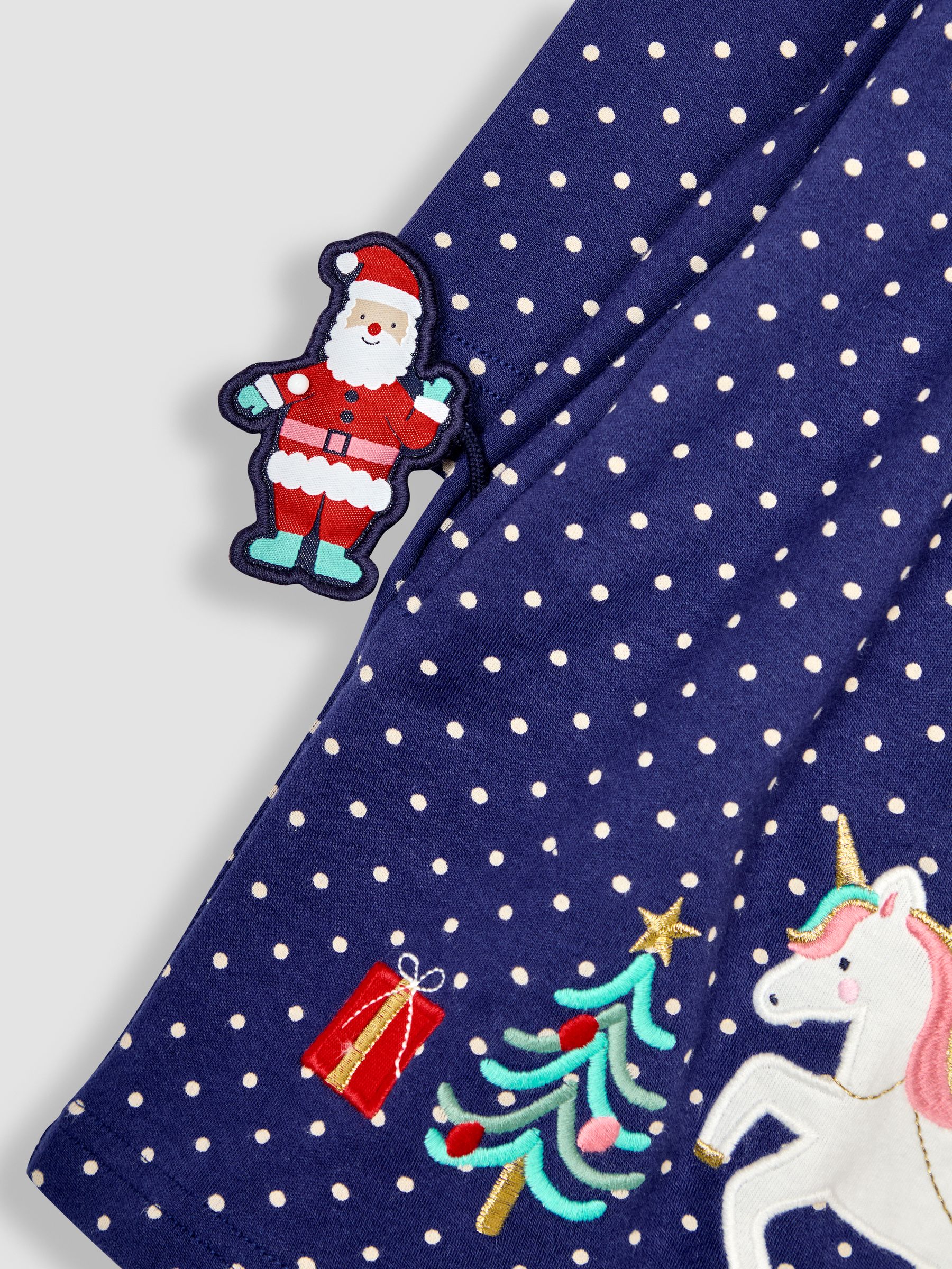 Navy Santa and Unicorn Appliqué Button Front Dress - Image 5 of 5