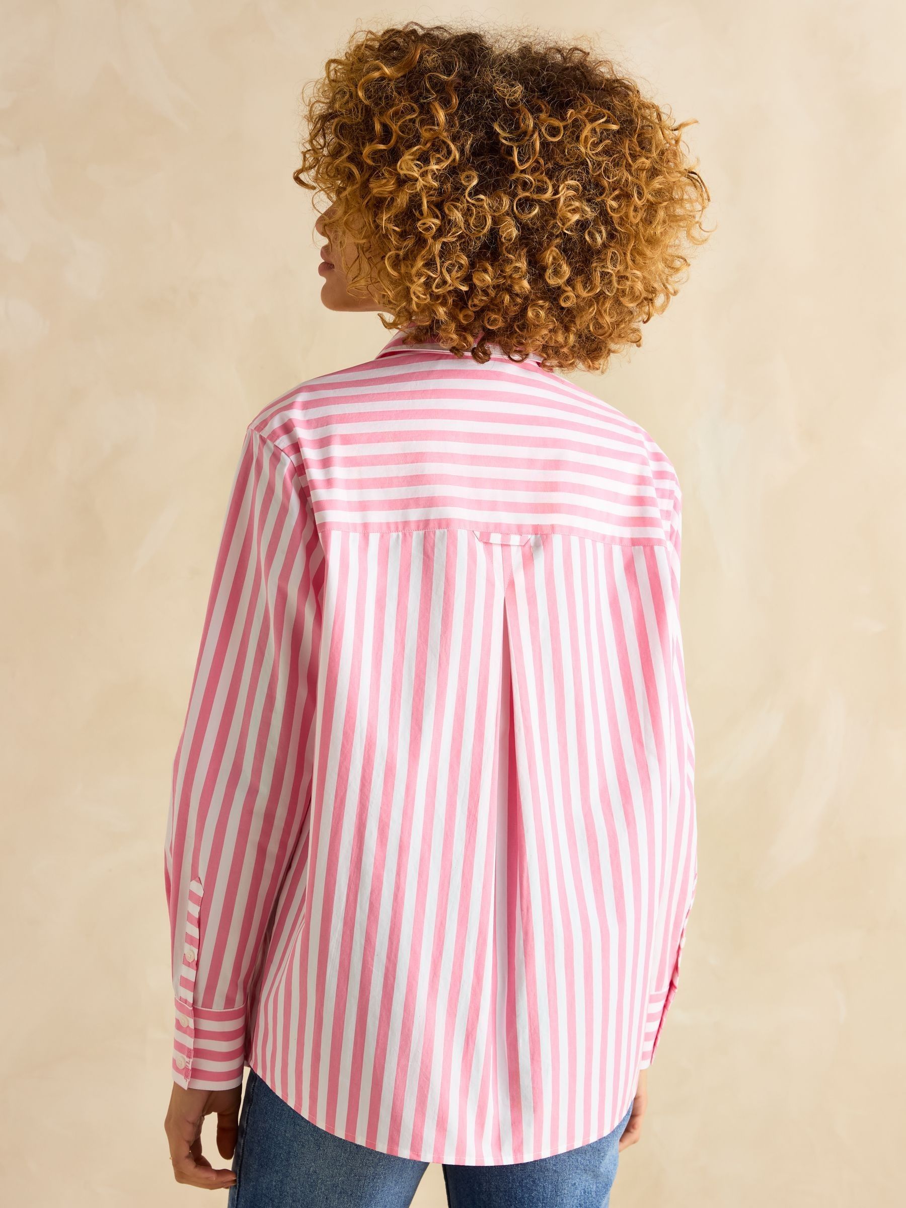 Amilla Pink & White Stripe Longline Relaxed Fit Shirt - Image 2 of 7