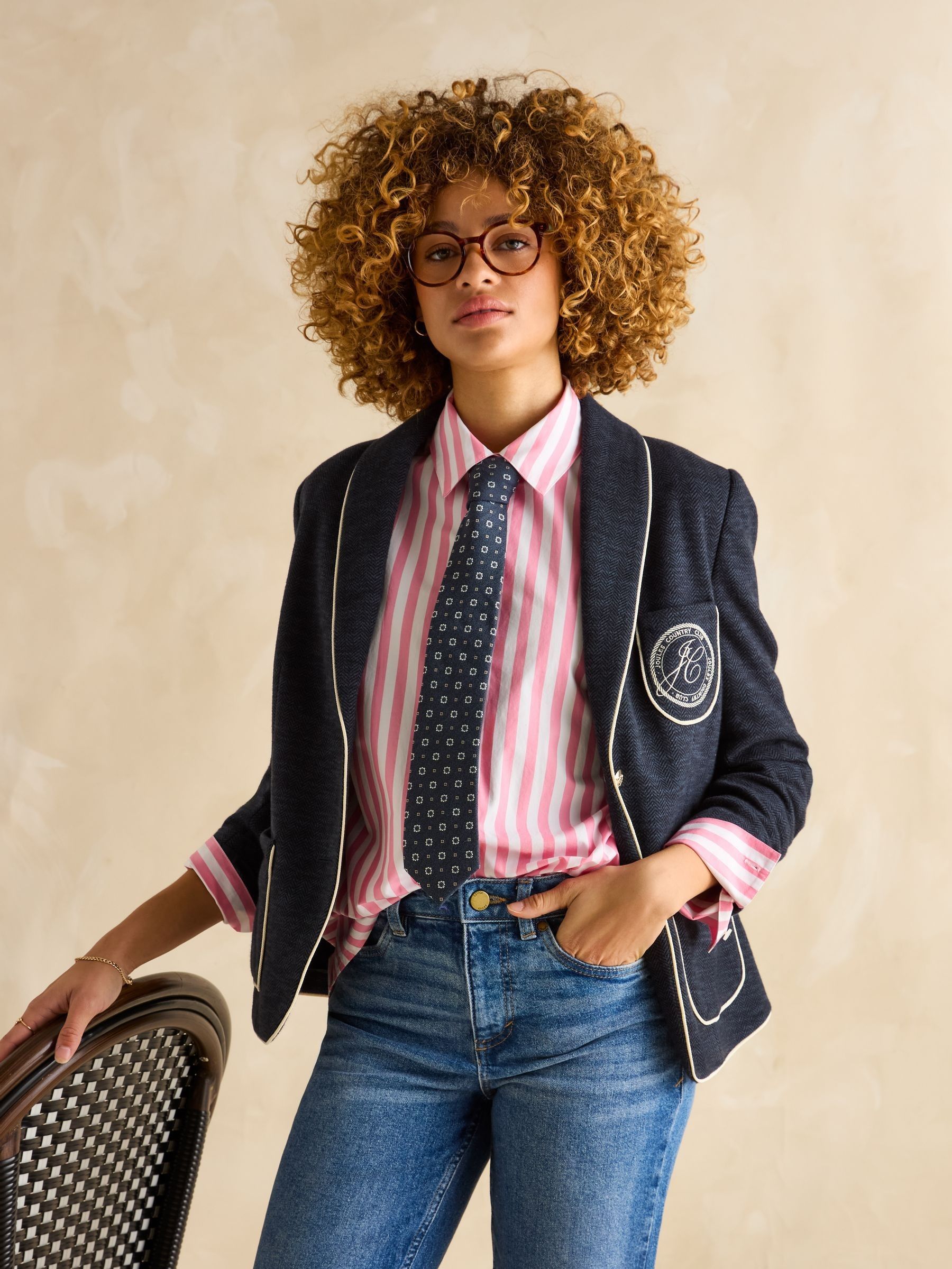 Amilla Pink & White Stripe Longline Relaxed Fit Shirt - Image 3 of 7