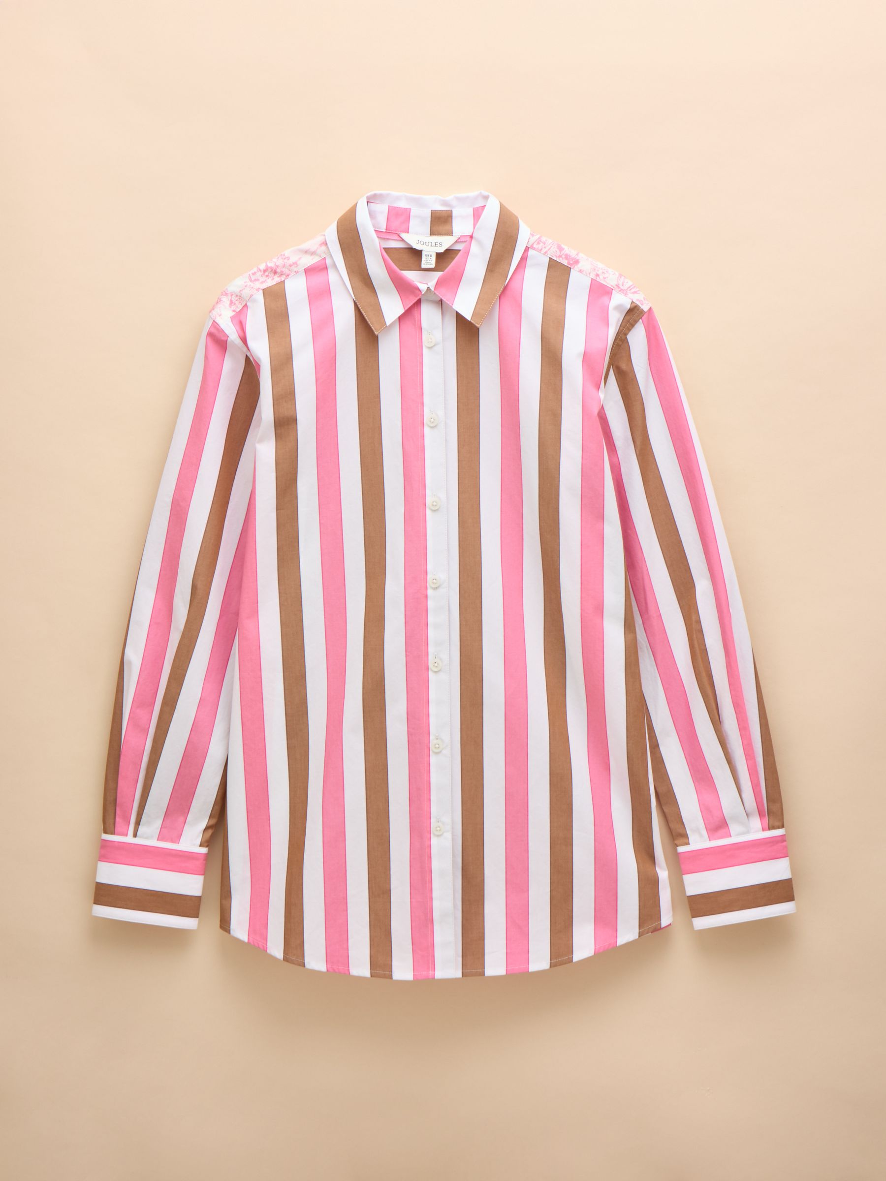 Amilla Pink & Tan Stripe Longline Relaxed Fit Shirt - Image 7 of 7