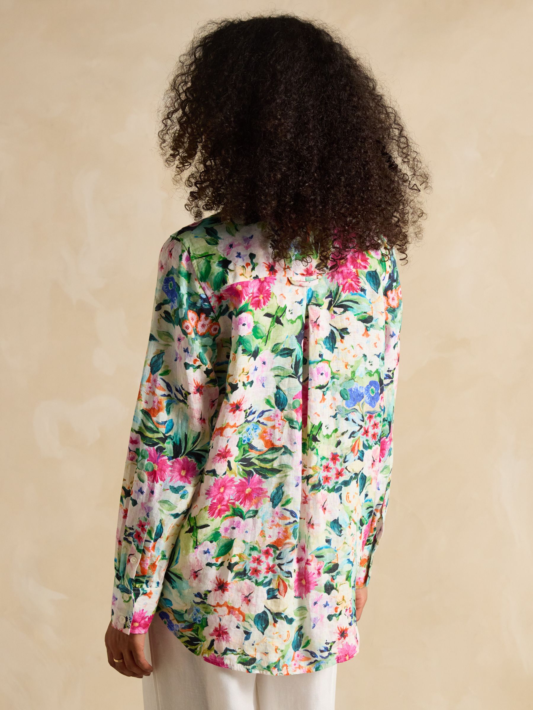 Maeva Multi Floral Relaxed Fit 100% Linen Shirt - Image 2 of 7