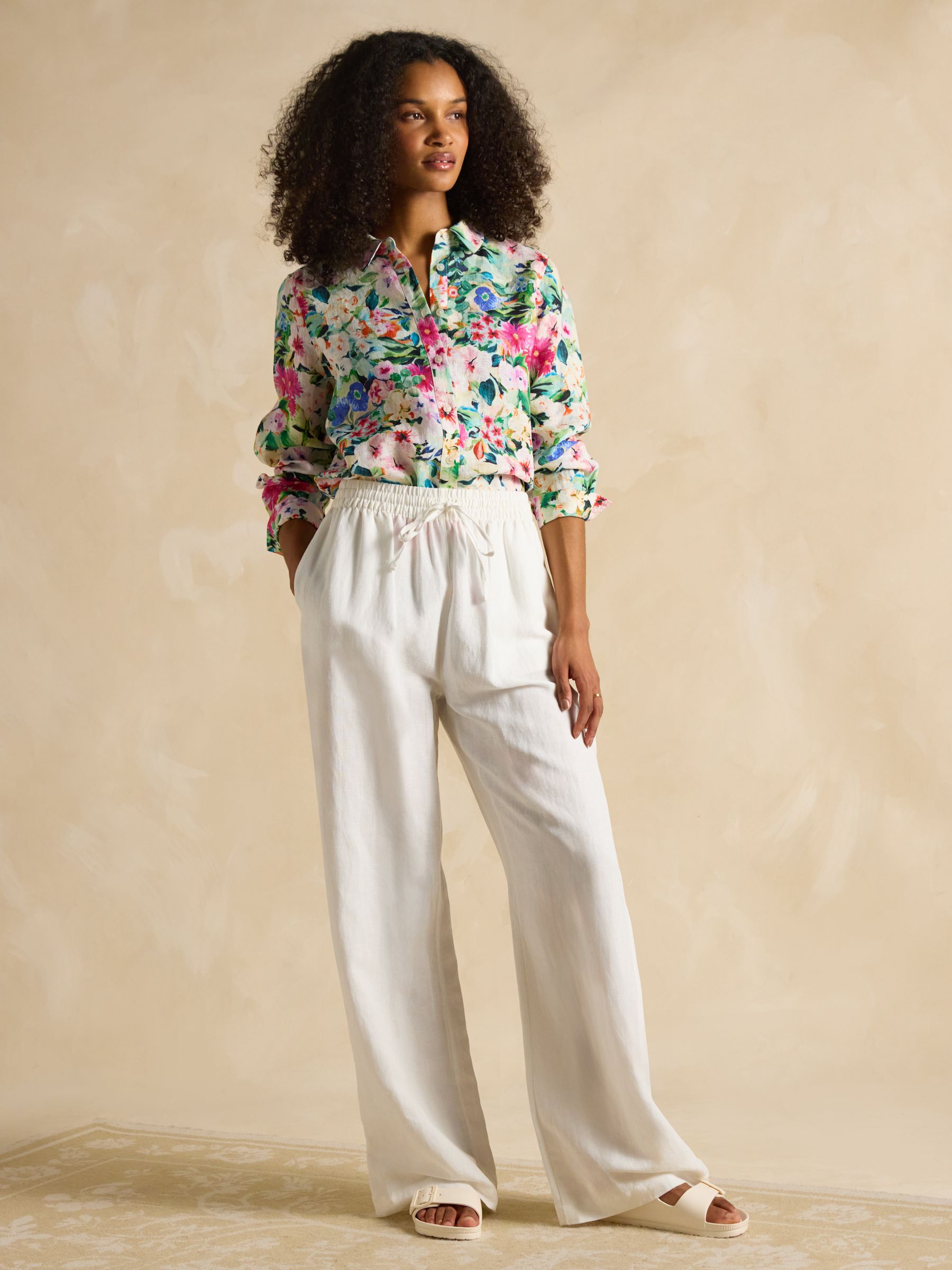 Maeva Multi Floral Relaxed Fit 100% Linen Shirt - Image 4 of 7