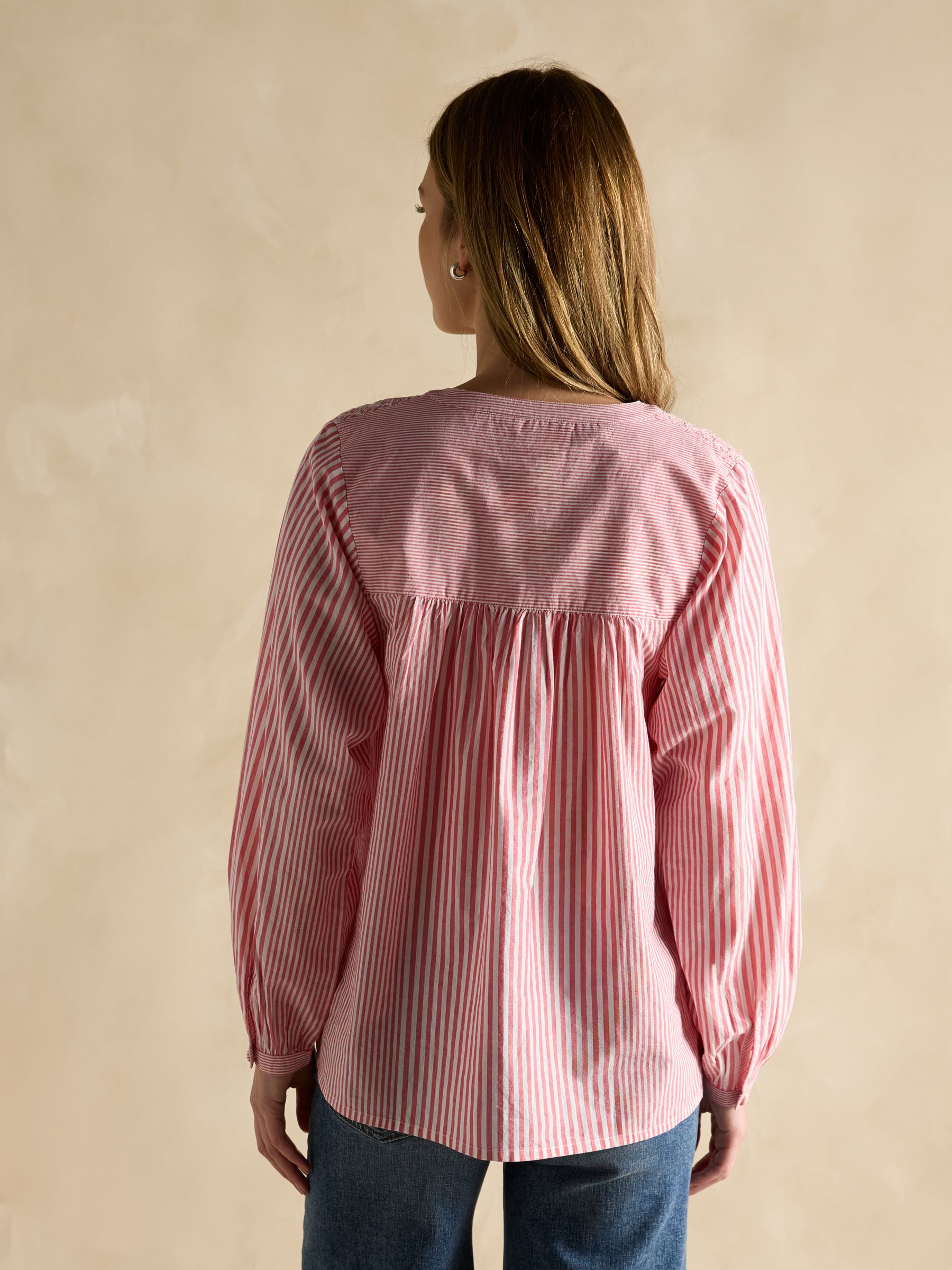Amelie Red/White Embroidered Cotton Blouse - Image 2 of 6