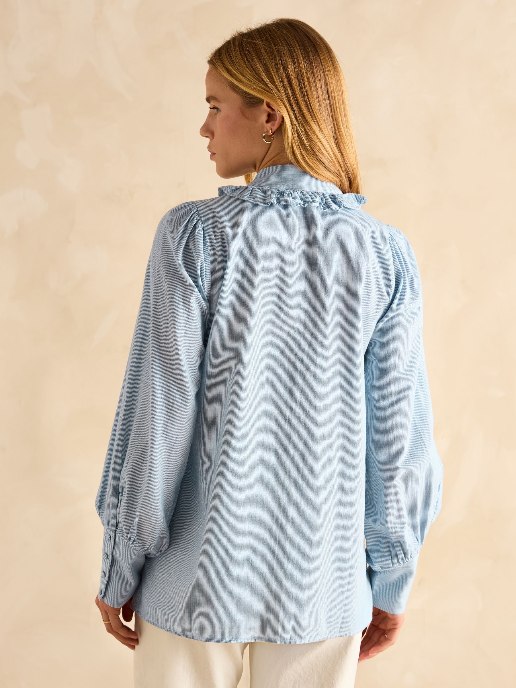 Harper Blue Tie Neck Blouse - Image 2 of 6