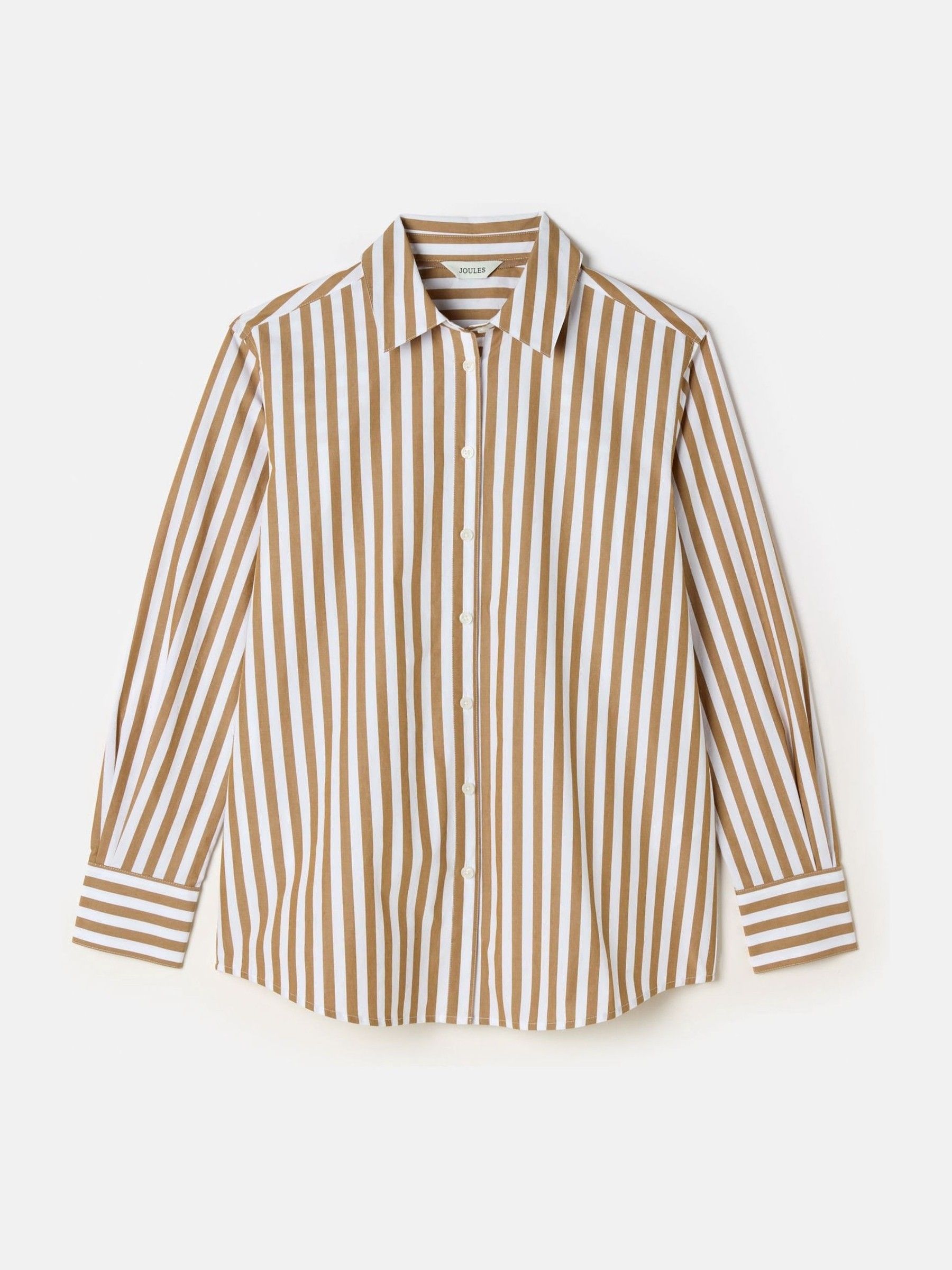 Amilla Tan & White Stripe Longline Relaxed Fit Shirt - Image 7 of 7