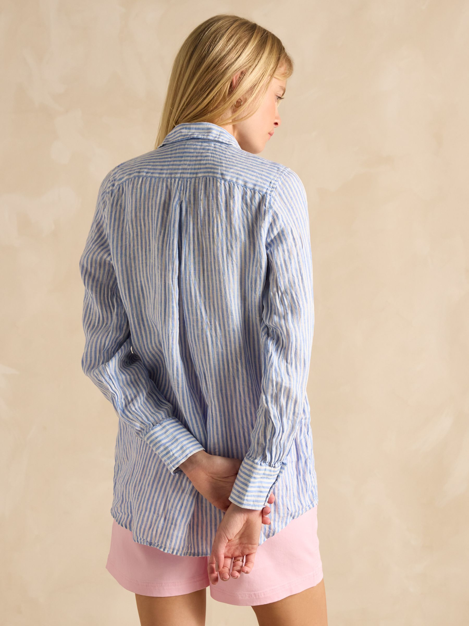 Selene Blue Stripe 100% Linen Shirt - Image 2 of 7