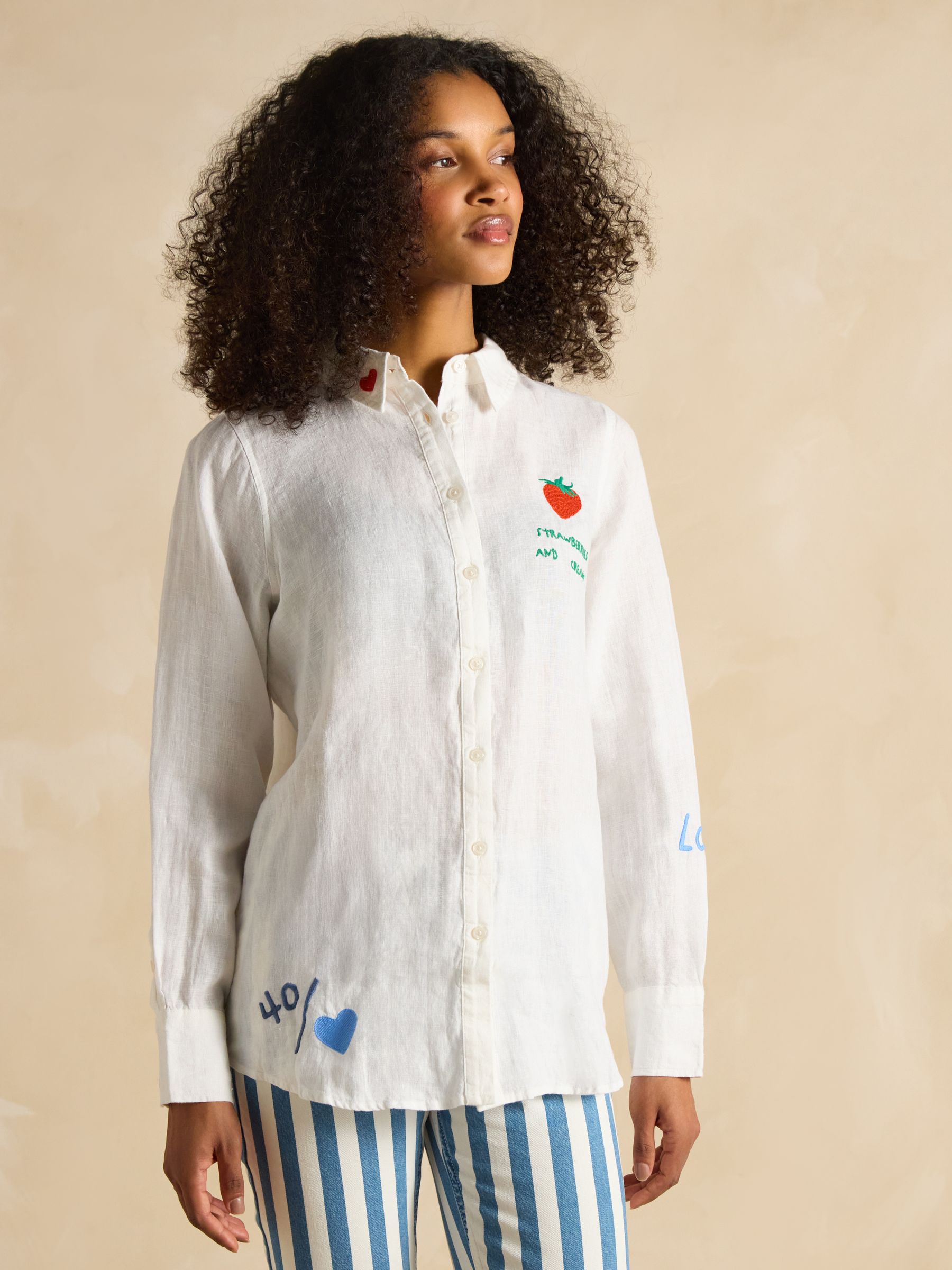Set Match White 100% Linen Shirt - Image 1 of 9