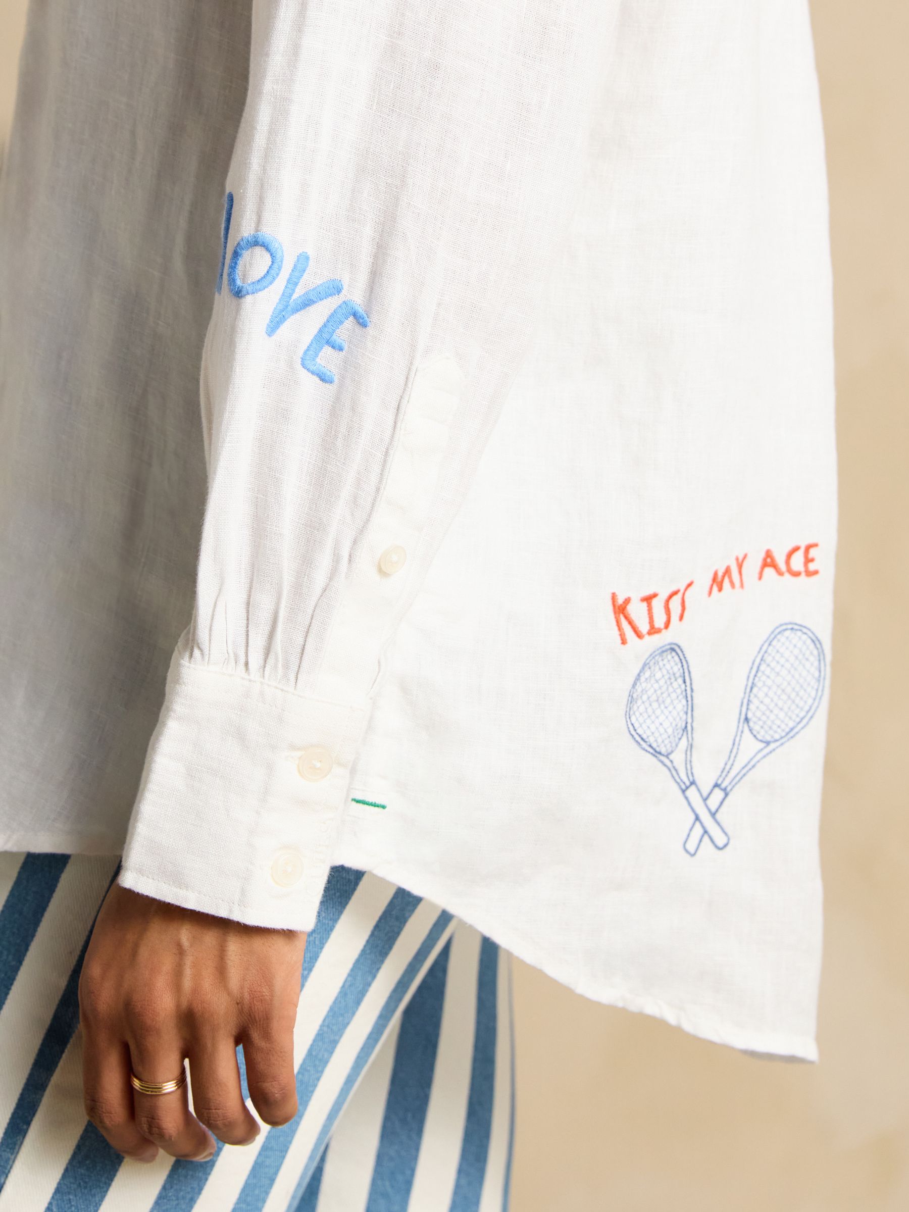 Set Match White 100% Linen Shirt - Image 4 of 9