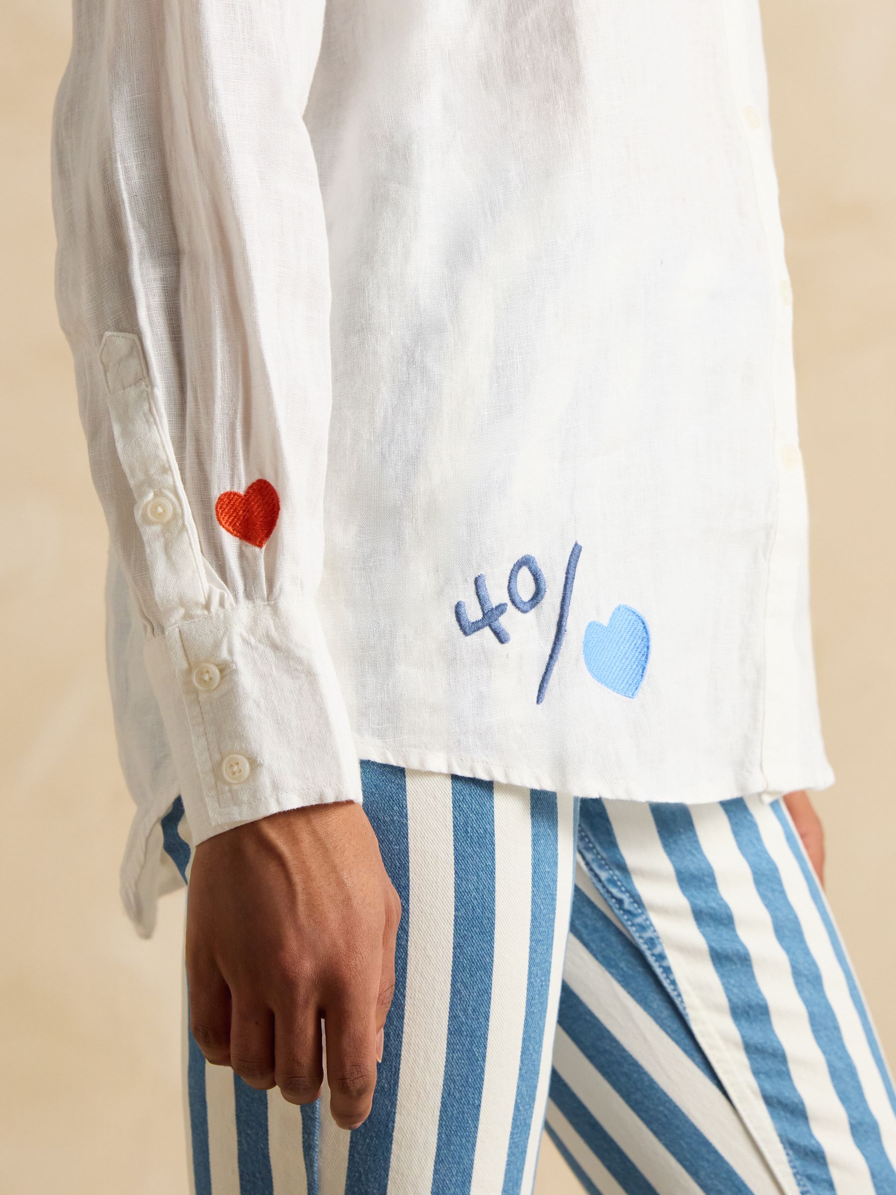 Set Match White 100% Linen Shirt - Image 6 of 9