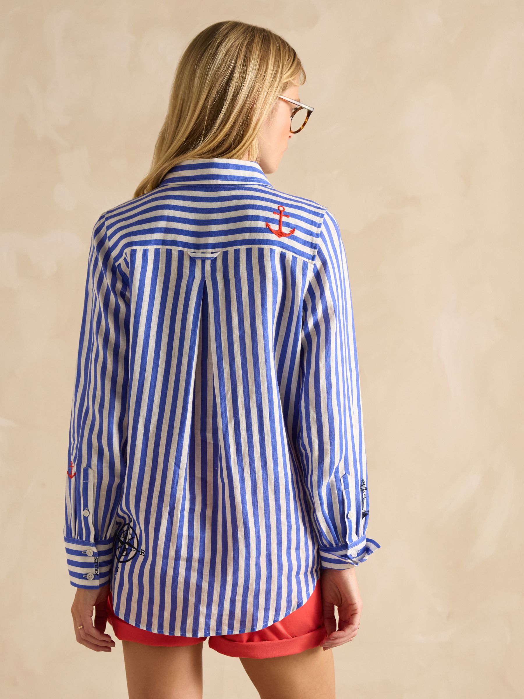 Sail Away Blue Relaxed Fit Linen Shirt - Image 2 of 14