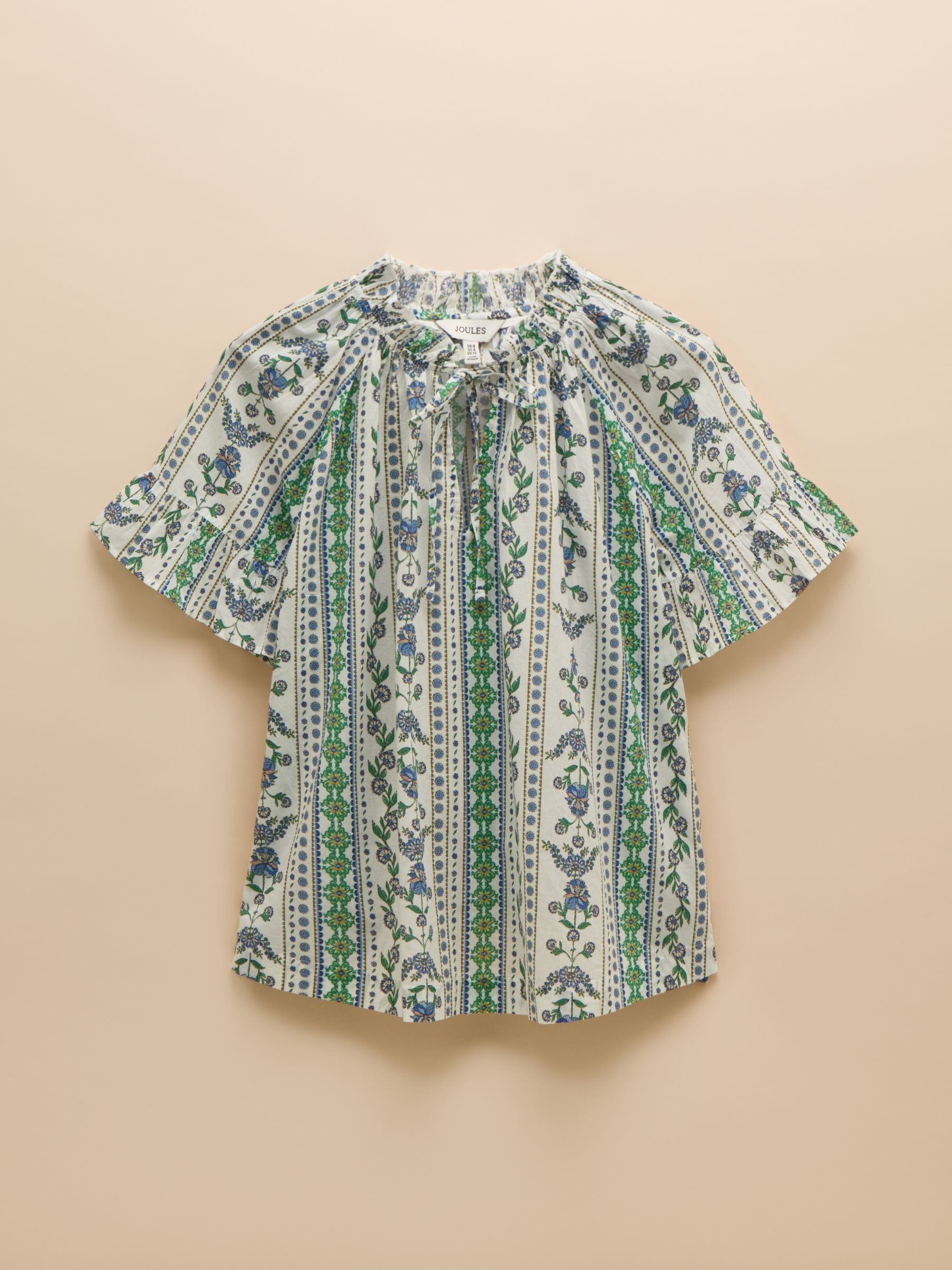 Melissa Blue/Green Short Sleeve Cotton Blouse - Image 6 of 6