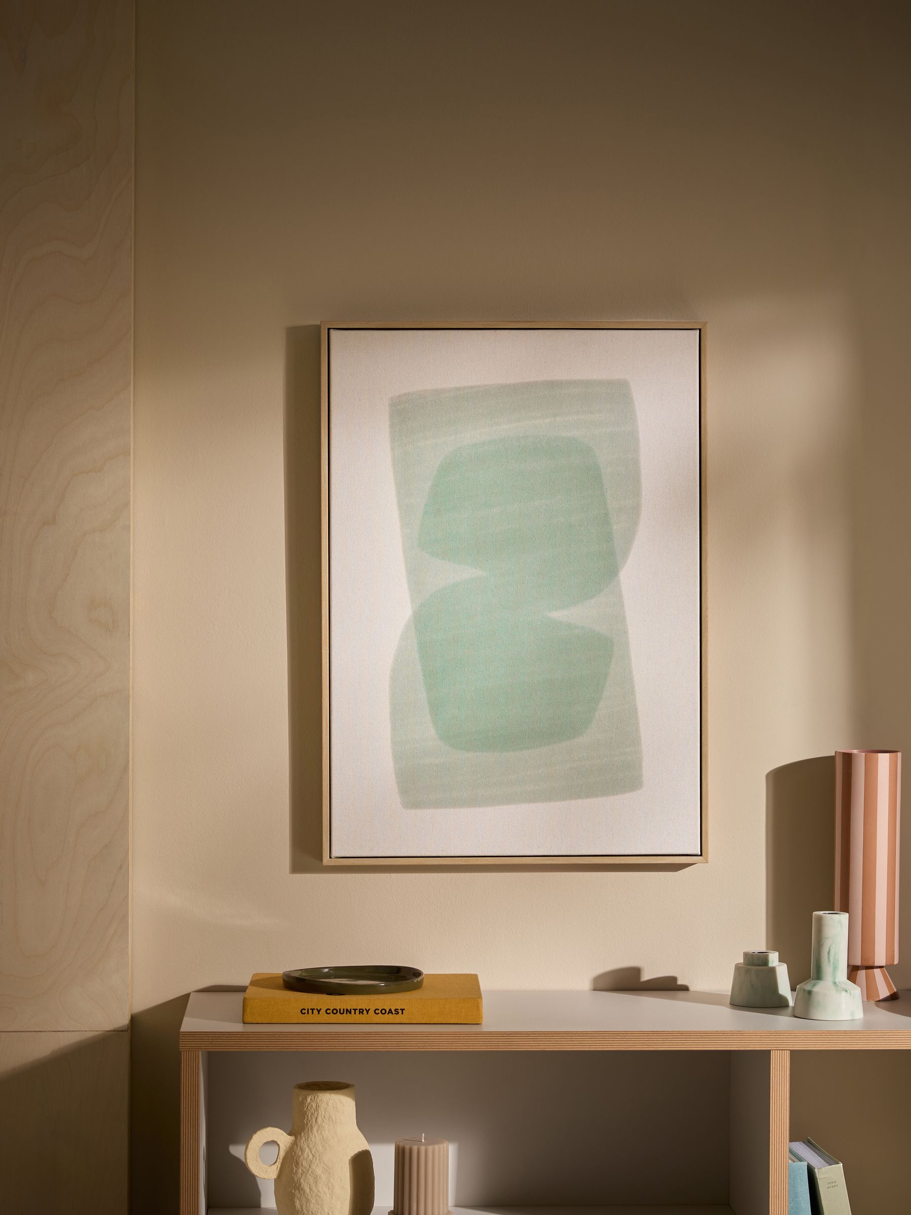Abstract Canvas Wall Art in Kinney Turquoise - Image 1 of 4