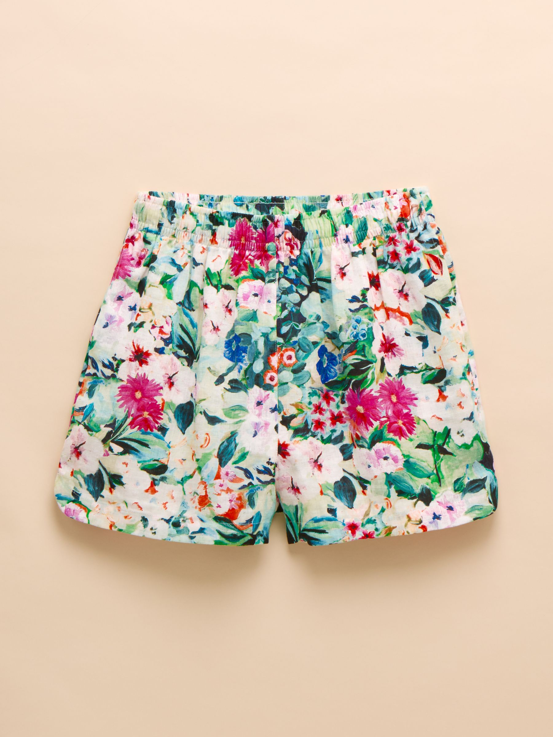 Multi Floral Pull On 100% Linen Shorts - Image 8 of 8