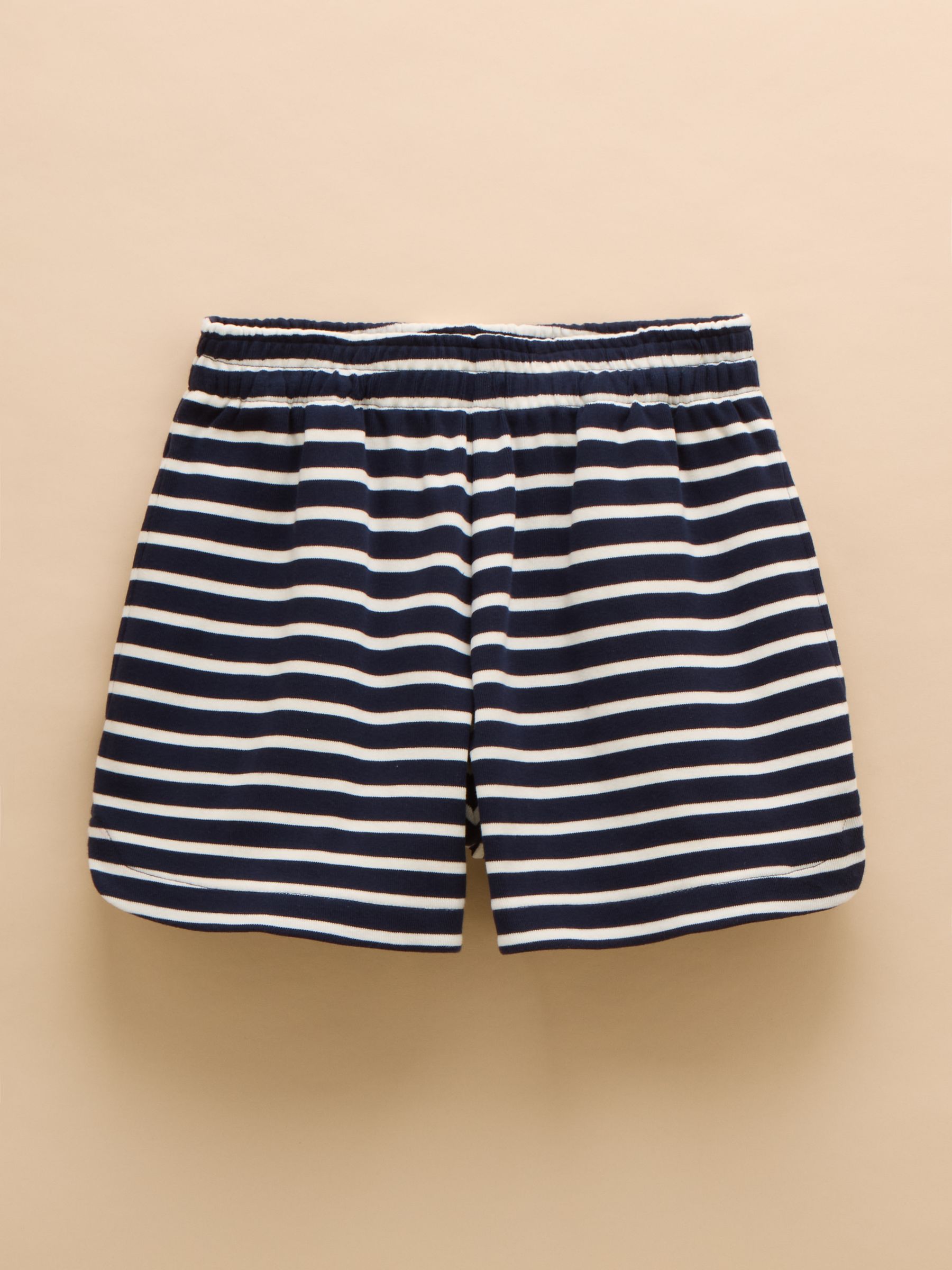 Premium Ribbed Navy & White Cotton Jersey Shorts - Image 6 of 6